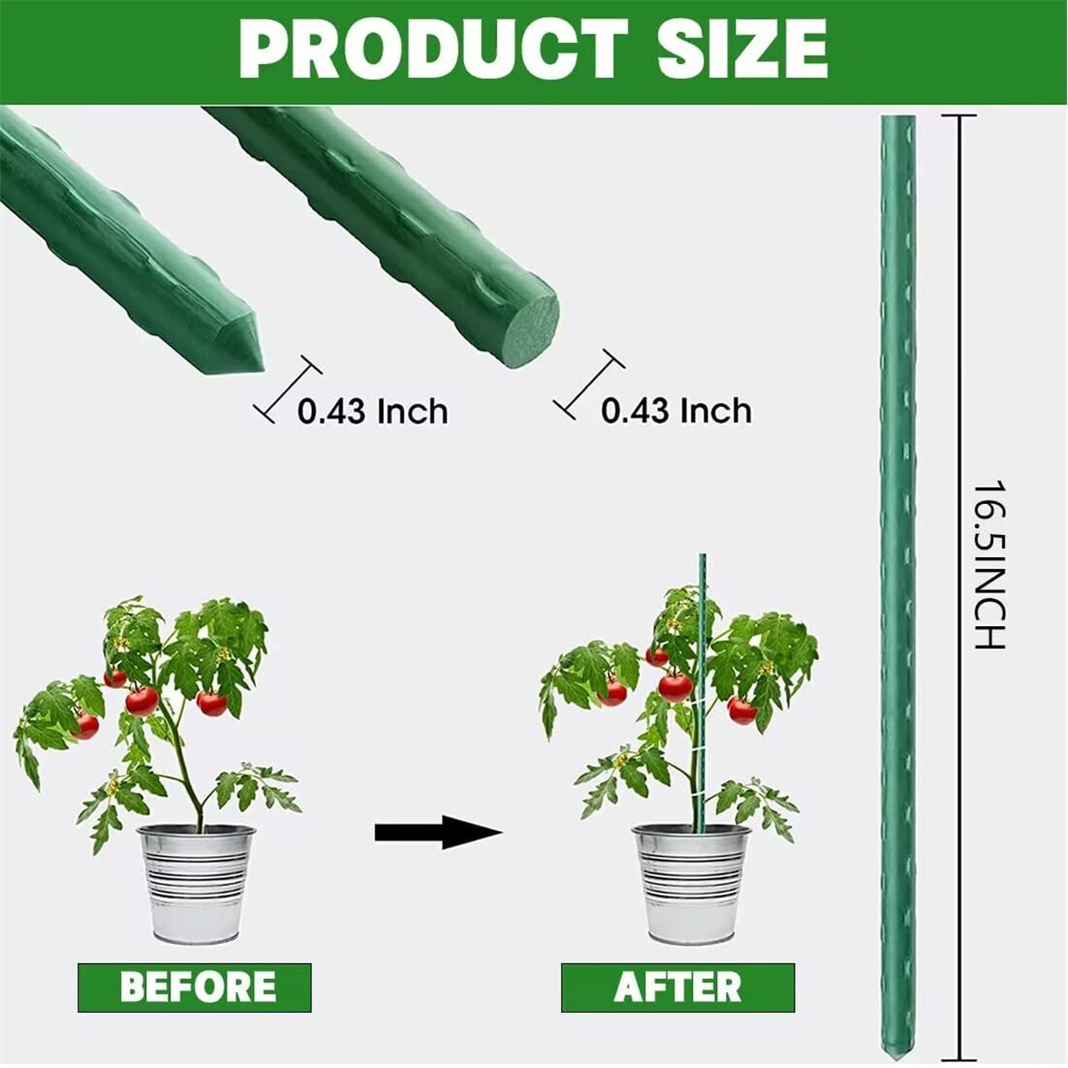 Garden Stakes, Sturdy Plant Support Sticks – 20PCS Plastic Coated Steel Core …