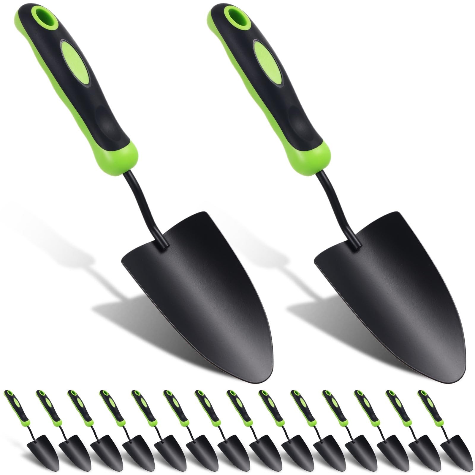 16 Pcs Heavy Duty Garden Trowel Set Metal Spades with Soft Grip Handle