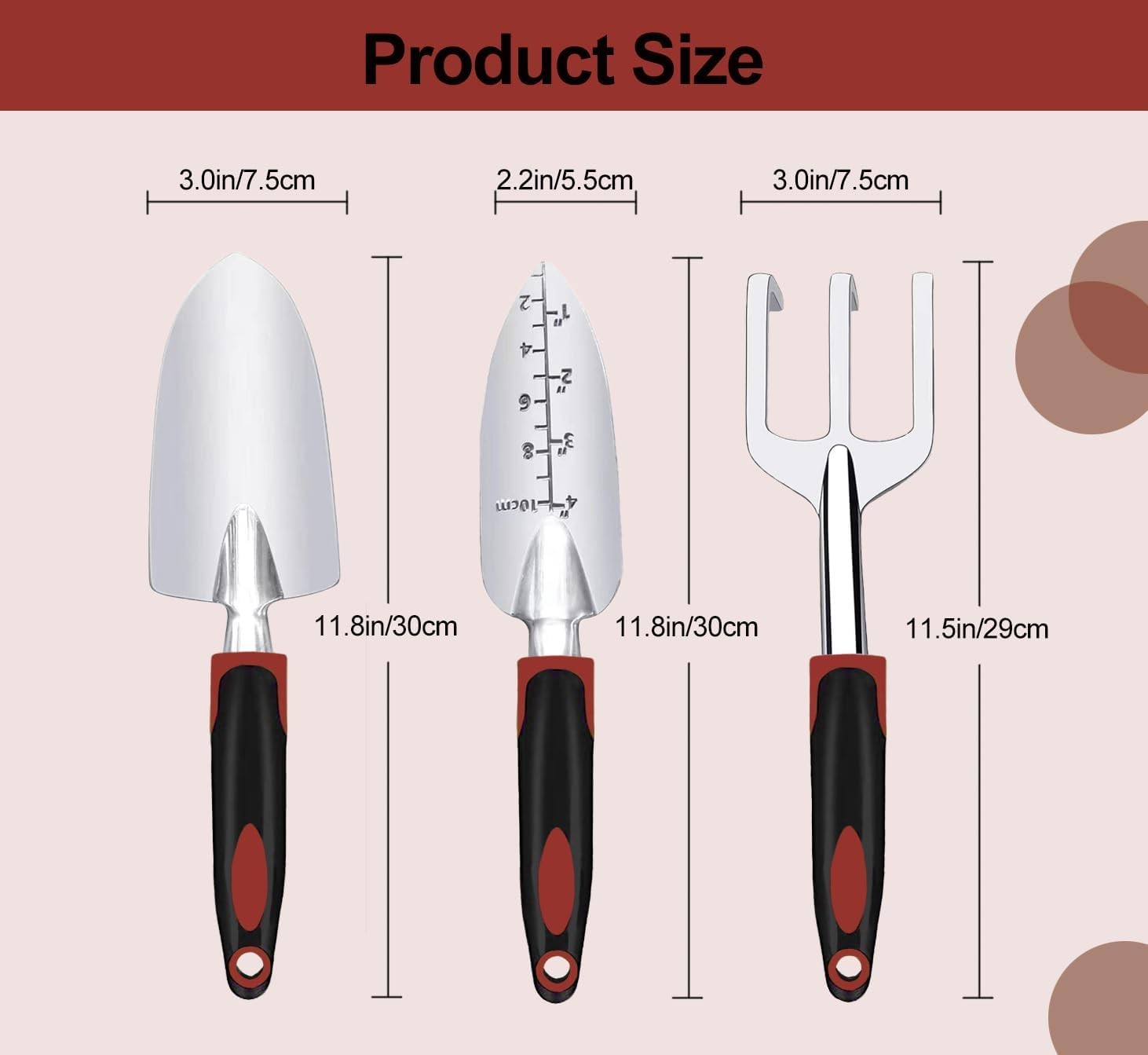 Garden Tool Set, 3 Piece Gardening Tools Includes Garden Trowel, Transplant