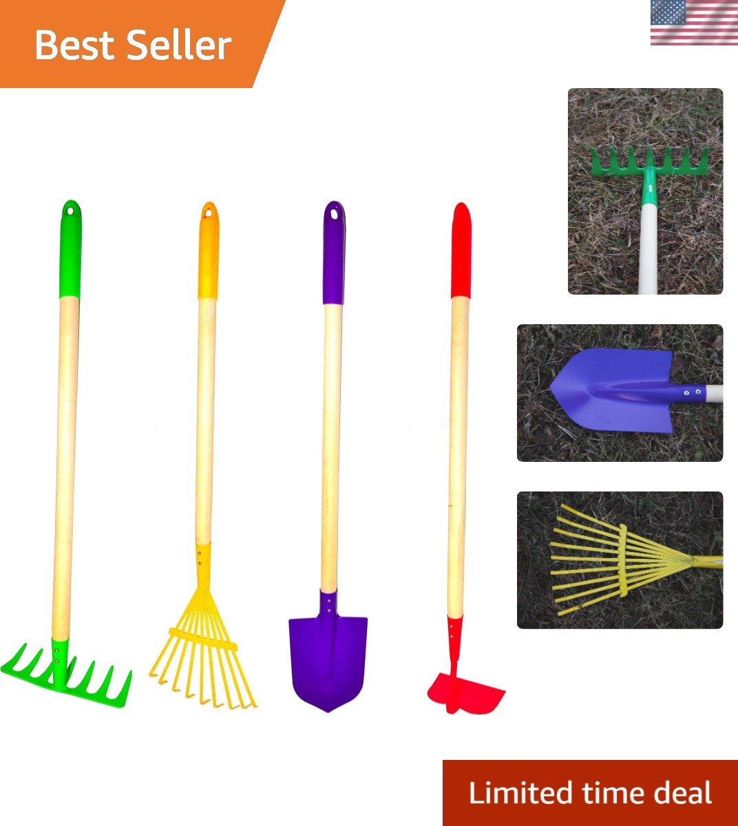 JustForKids 4-Piece Garden Tool Set – Safe & Sturdy for Young Gardeners
