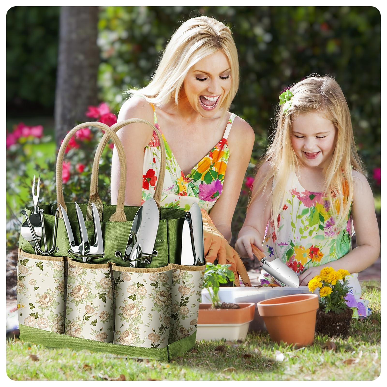 Grenebo Gardening Tools 9 Piece Heavy Duty Garden Hand Tools with Fashion and