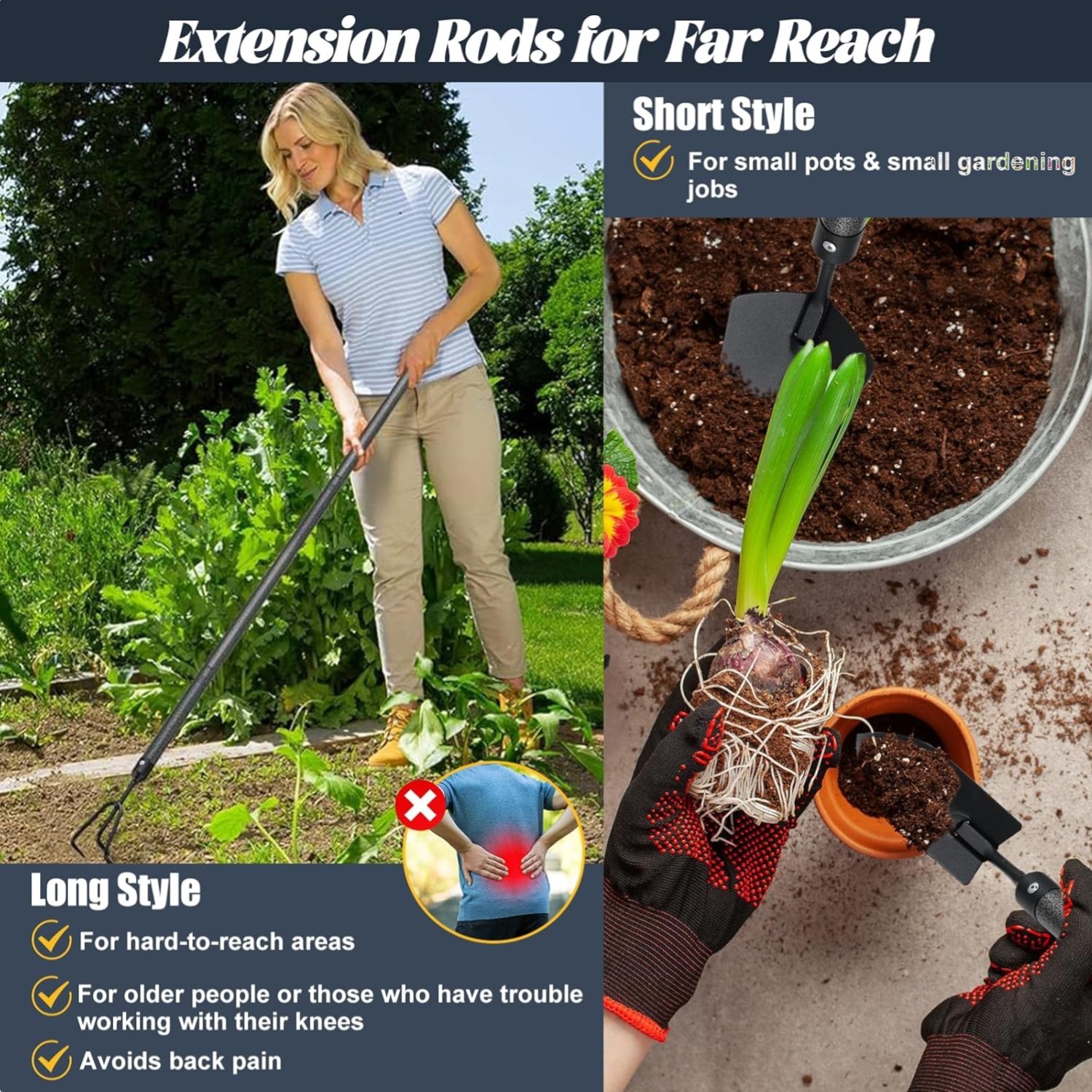 Durable 5-Piece Gardening Tool Kit with 30-Inch Handles – Perfect for All Ages