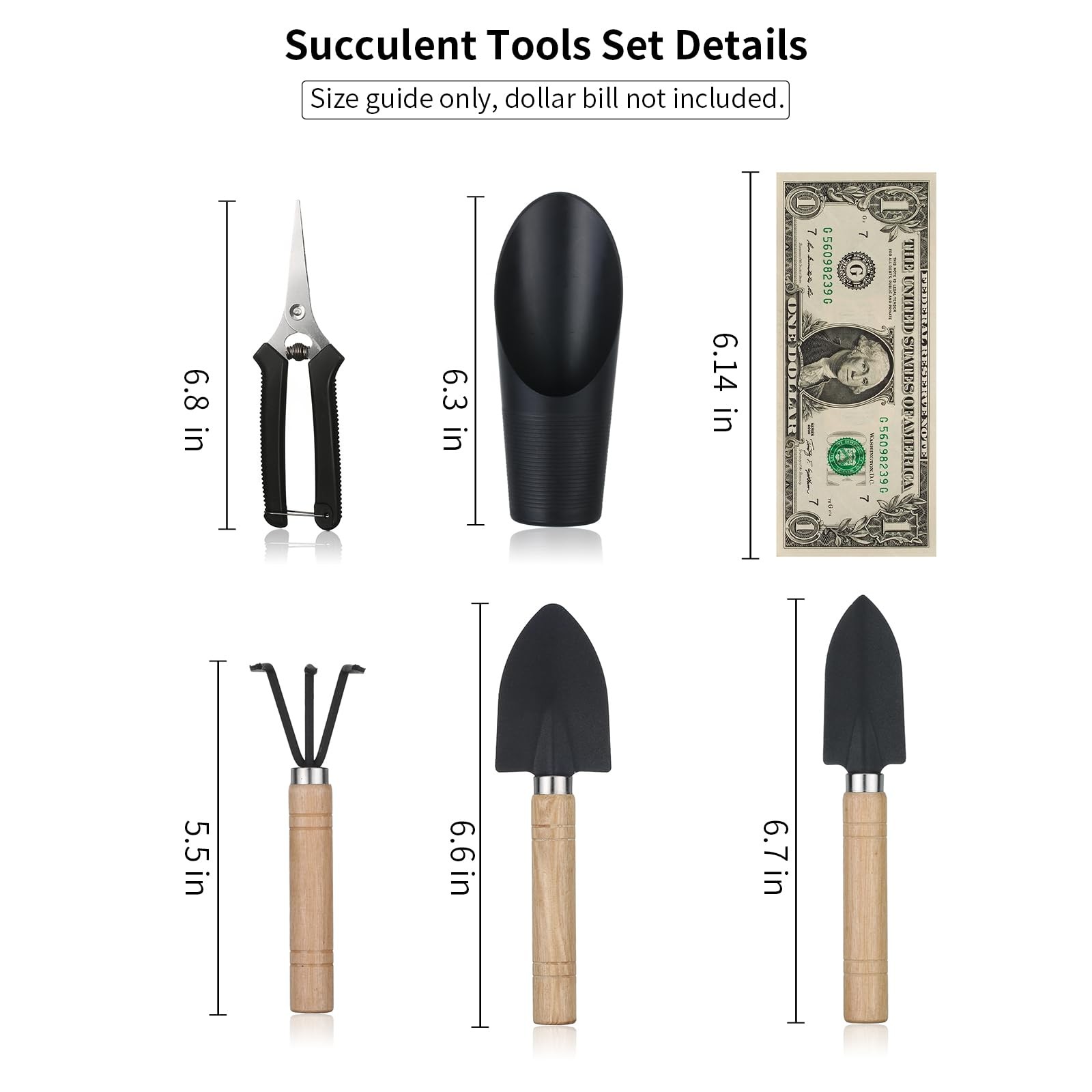 Succulent Tools 5 PCS Mini Garden Kit Pruning Scissors Soil Caring Hand Set