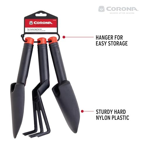 Tools 3-Piece Garden Hand Tools Set Black Plastic