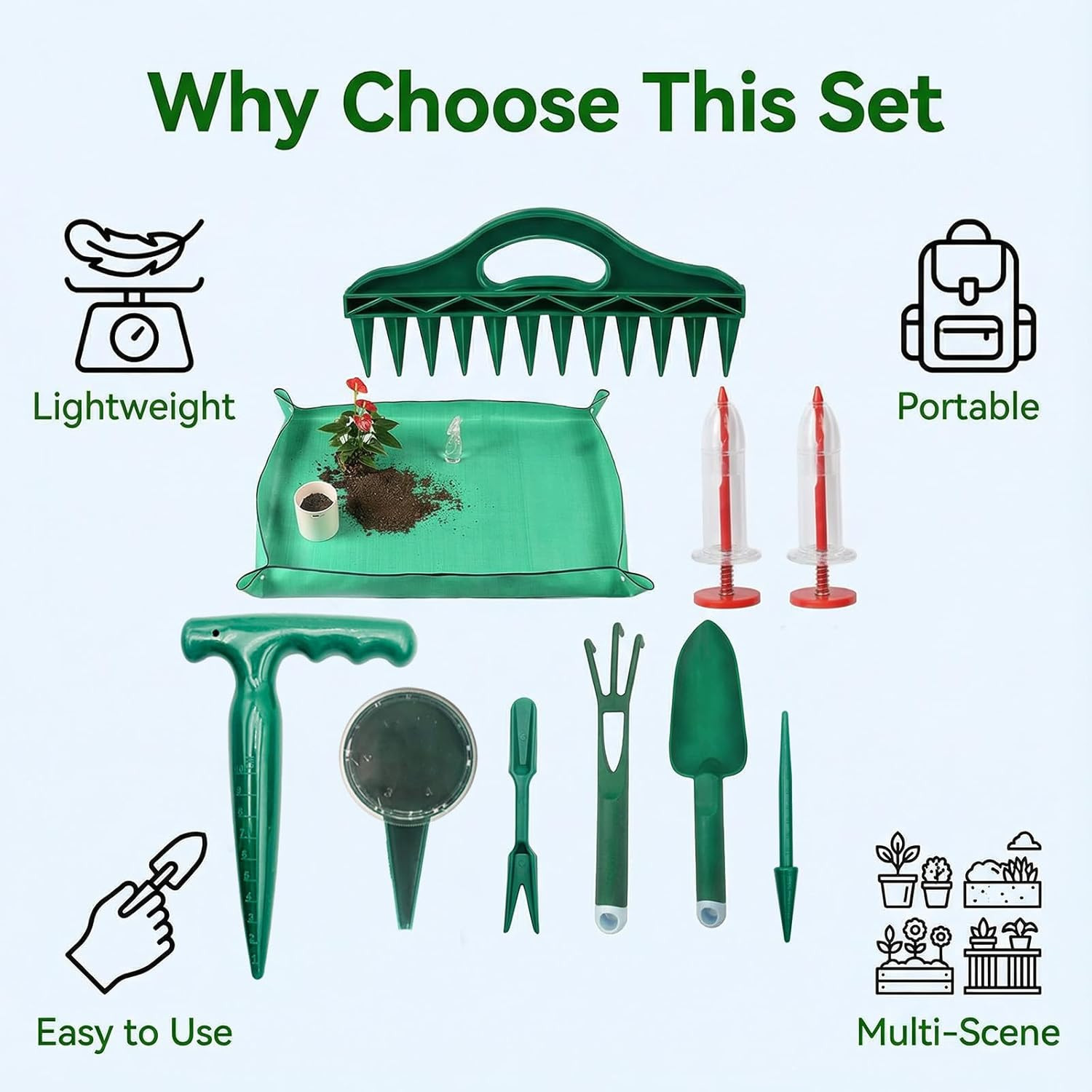 2026 Upgraded All-In-One Gardening Tool Kit: Thickened Repotting Mat, 12-Hole Pu