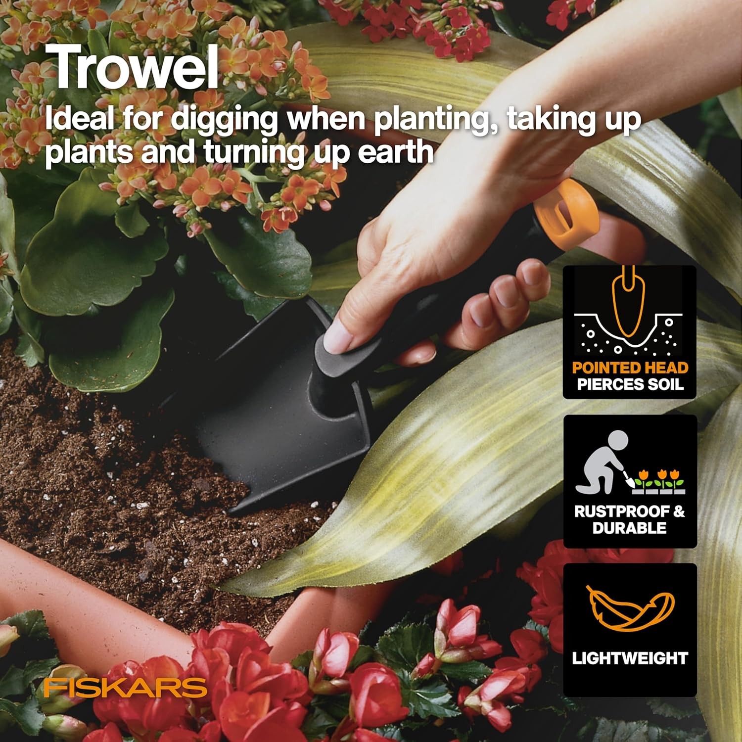 Fiskars House Plant Starter Tool Set with Set with Bypass Pruner, Trowel, Cultiv