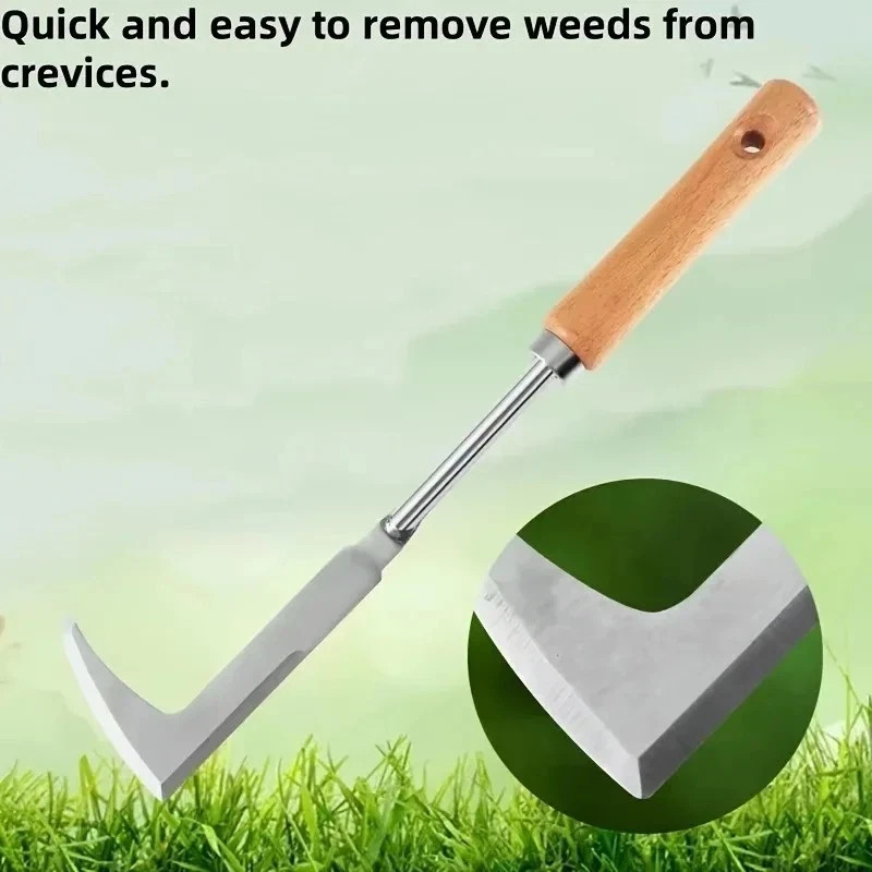 Stainless Steel L-Shaped Weeding Tool for Garden, Patio & Narrow Gaps