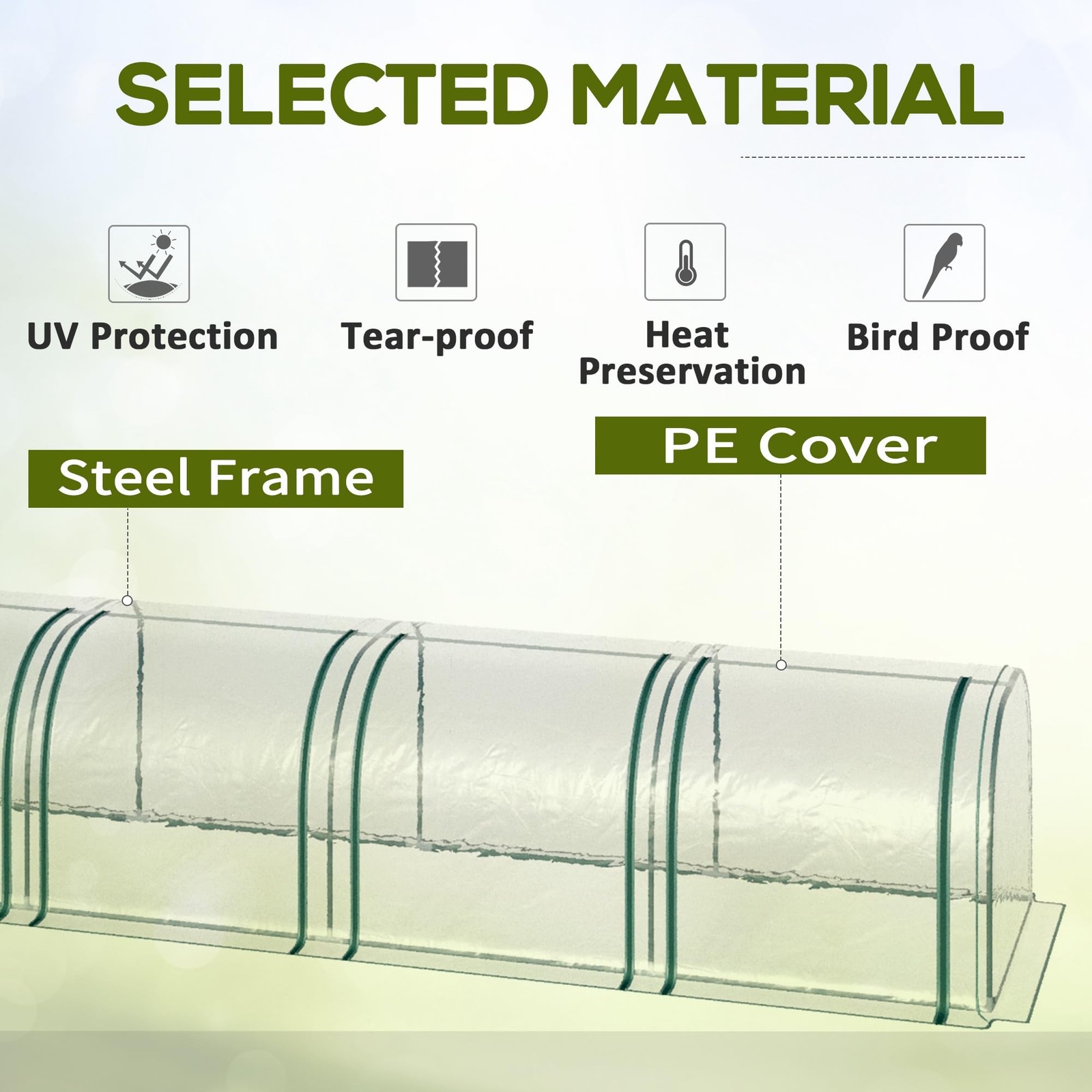 Outsunny 10 X 3 X 2.5 Mini Greenhouse Portable Tunnel Green House Roll-Up