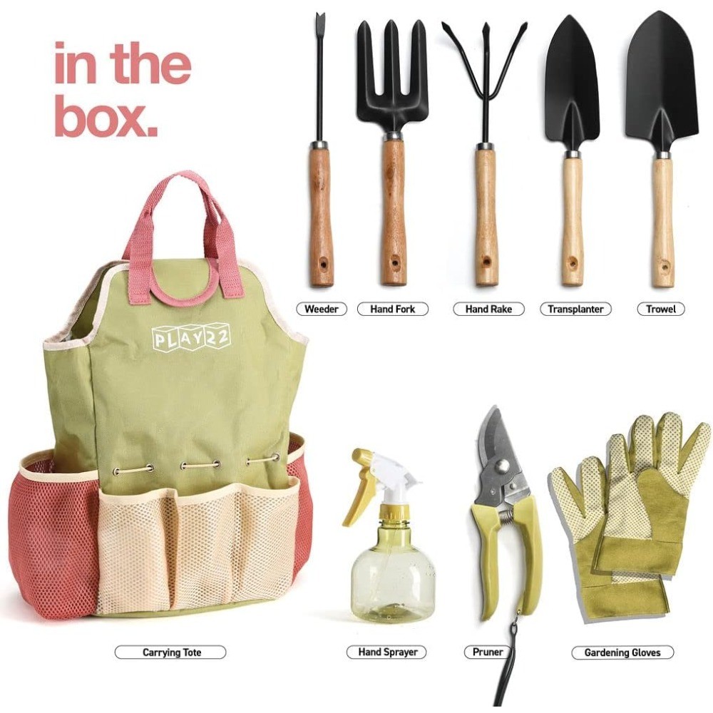 10-Piece Gardening Tools Set, Heavy Duty Garden Kit with Fashion Handbag