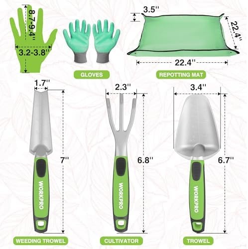 WORKPRO 5PCS Aluminum Garden Tool Set, Powder Coating Compact Gardening Tool …