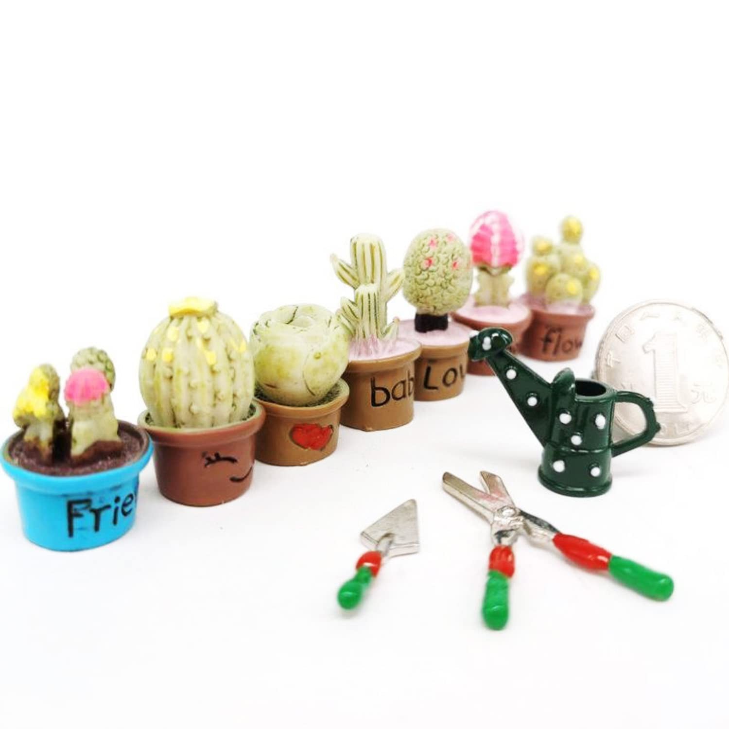 Cayway 16 PCS Mini Dollhouse Set – Garden Tools, DIY Miniature Fairy House Set