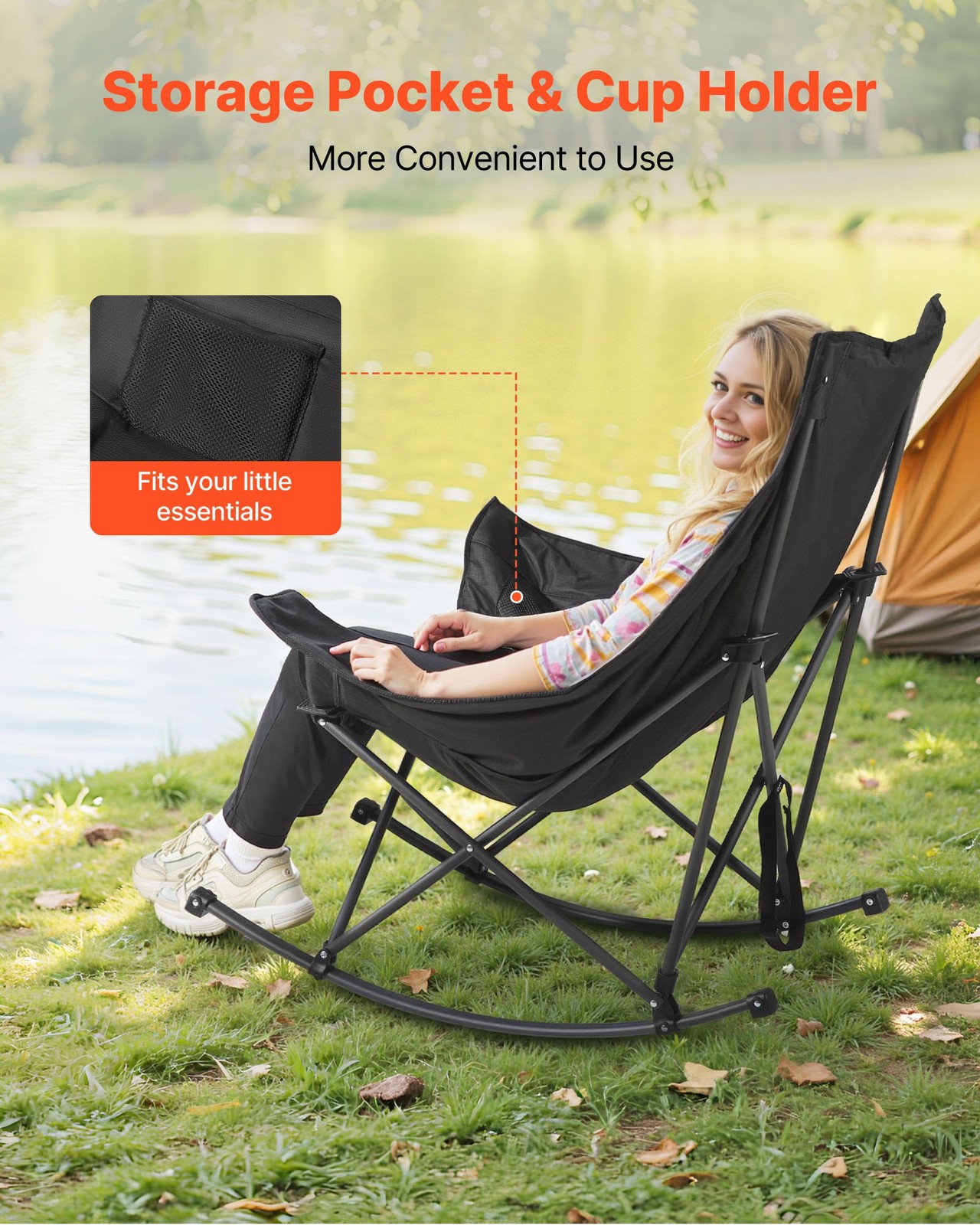 Heated Camping Chair,3 Heating Settings,Large-Sized Padded Folding Rocker,Heavy