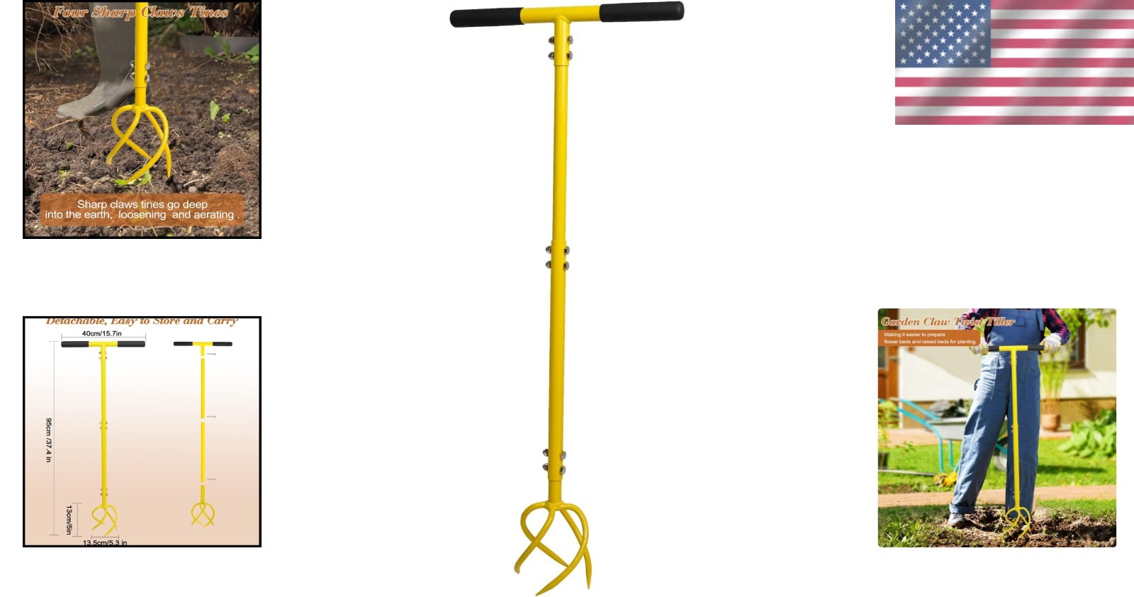 Garden Hand Tiller Claw Twist Cultivator – Steel