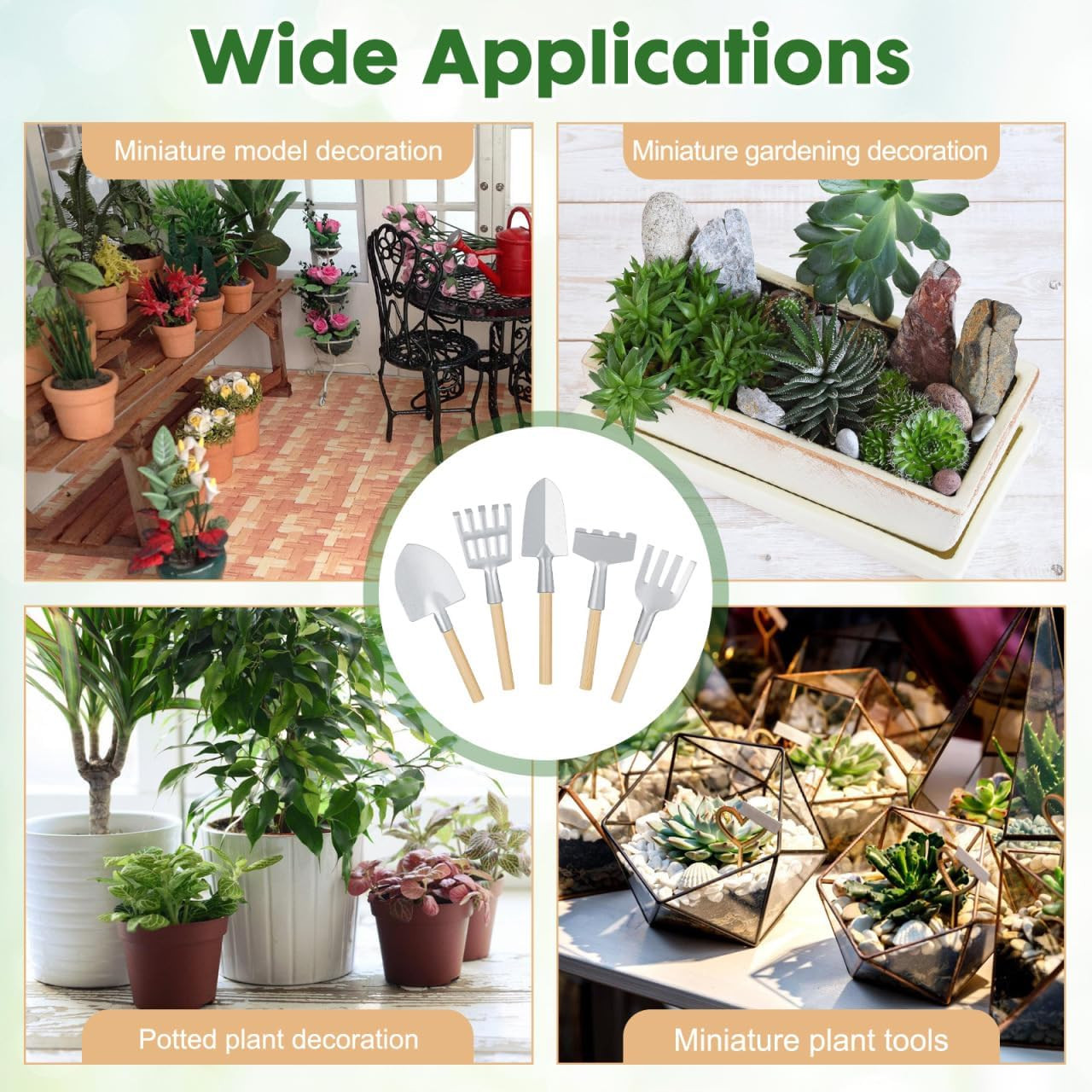10-Pack Miniature Garden Tool Set, 3-Inch Mini Shovel Fairy Garden Accessories,