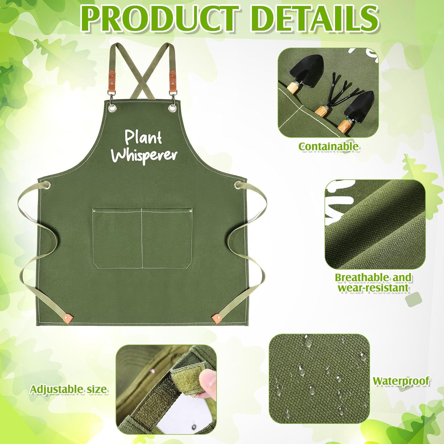 Green Garden Tool Set Plant Whisperer Gardening Gifts for Women, 7 Piece Vegetab