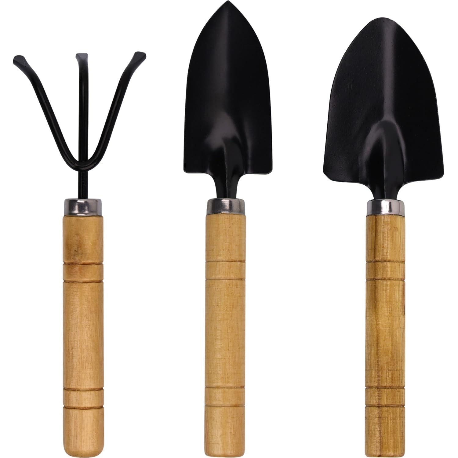 3 Pcs Mini Garden Tools Set with Wooden Handle for Potting Transplanting