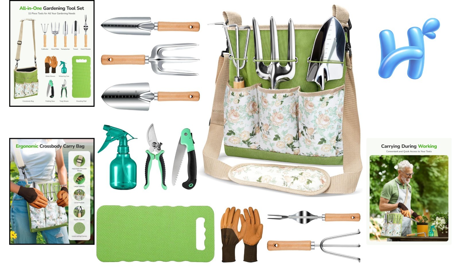 All-in-One Gardening Tool Set – 11 Heavy-Duty Tools with Stylish Crossbody Bag