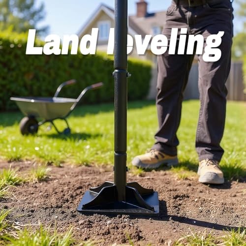 Steel Tamper Tool with 48 inch Handle, 10”x10” Gardening Hand Tools for