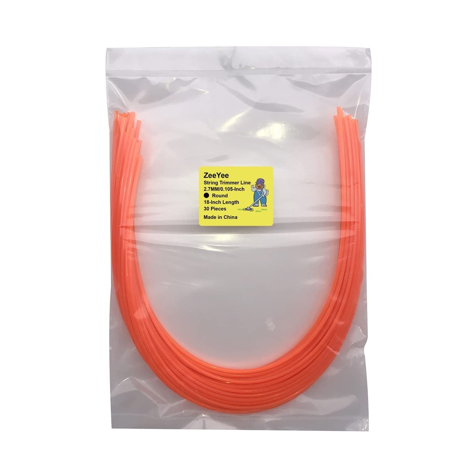 30 Pieces PreCut Round .105 Inches by 18 Inches Length String Trimmer Line