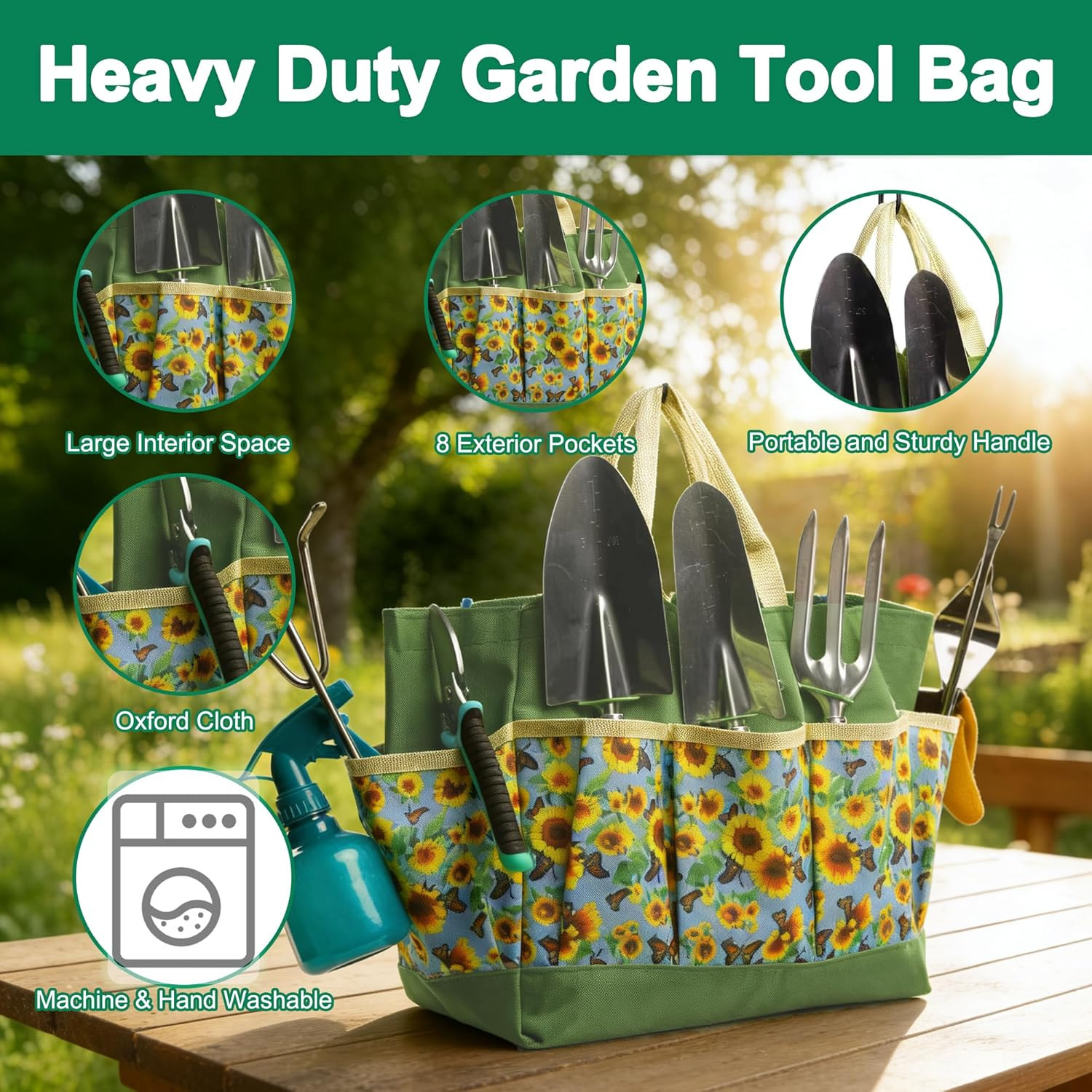 Garden Tool Set, 9 Pcs Heavy Duty Stainless Steel Gardening Hand Tool, Green Gar