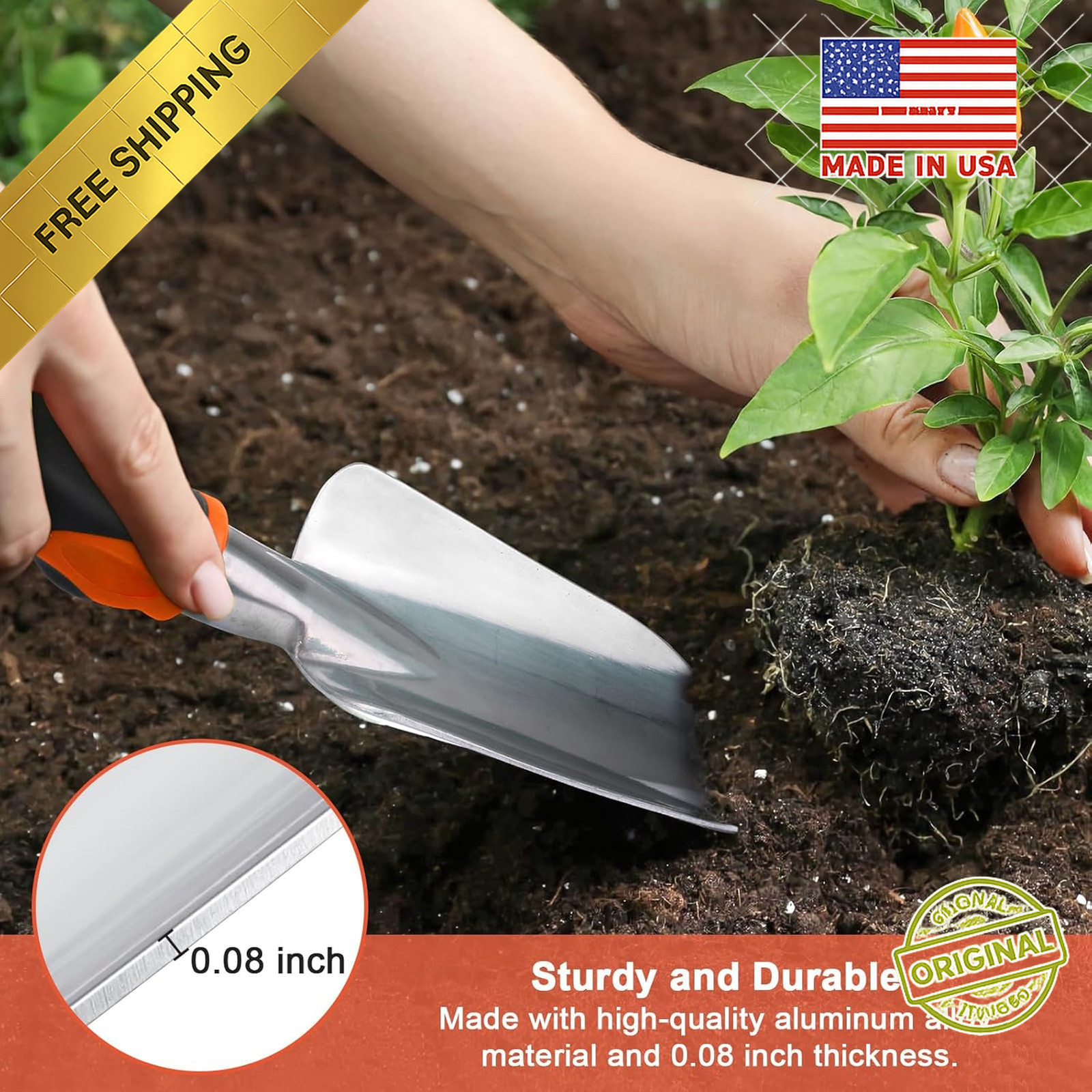 Garden Hand Trowel Heavy Duty Garden Shovel Digging Planting Hand Tool