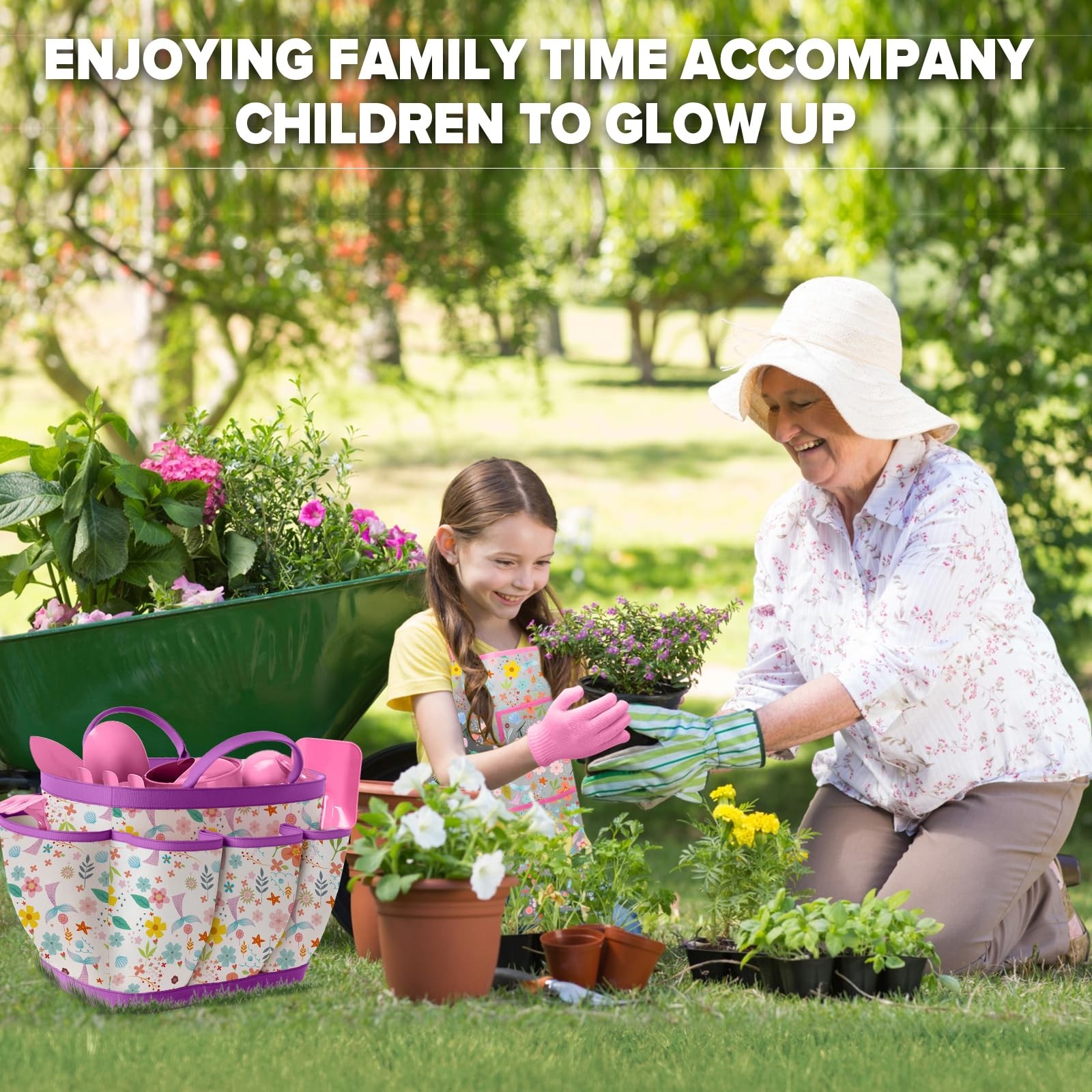 Kids Gardening Set 14Pcs Gardening Tools for Kids with Tote Bag,Watering Can,…
