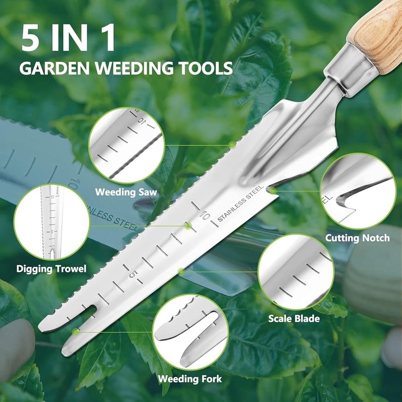 3PCS Stainless Steel Gardening Tool Set Hand Trowel Fork Weeder Durable Tools US