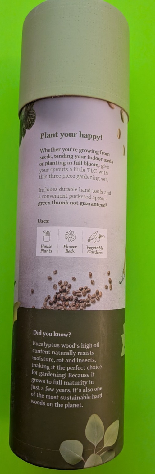 Seed & Sprout Gardening Set – Simply succulent – Apron, Hand Rake, & Shovel -New