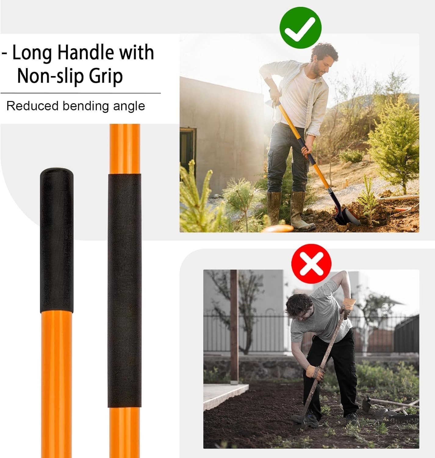 Professional 56″ Heavy-Duty Shovel with Round Blade & Sturdy Fiberglass Handle