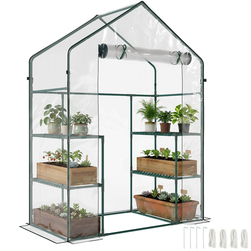Outsunny 5 X 2.5 X 6.5 Mini Walk-In Greenhouse Kit Portable Green House 3 Tier