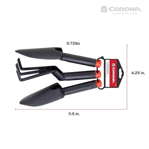 Tools 3-Piece Garden Hand Tools Set Black Plastic