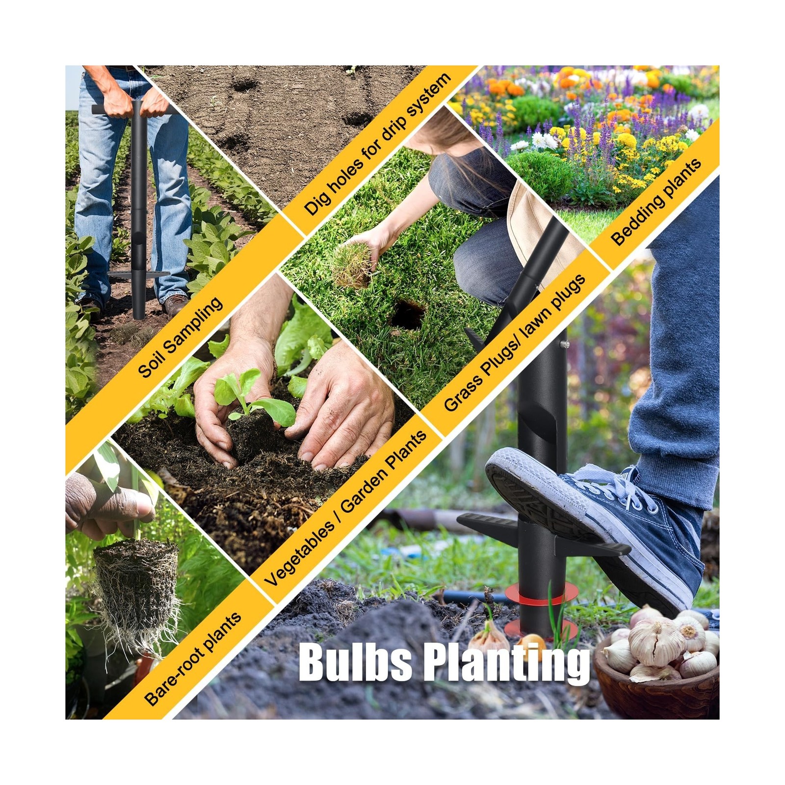 Bulb Planter & Sod Plugger – 34″ Long Handle Grass Plugger Tool… FAST USA SHIP
