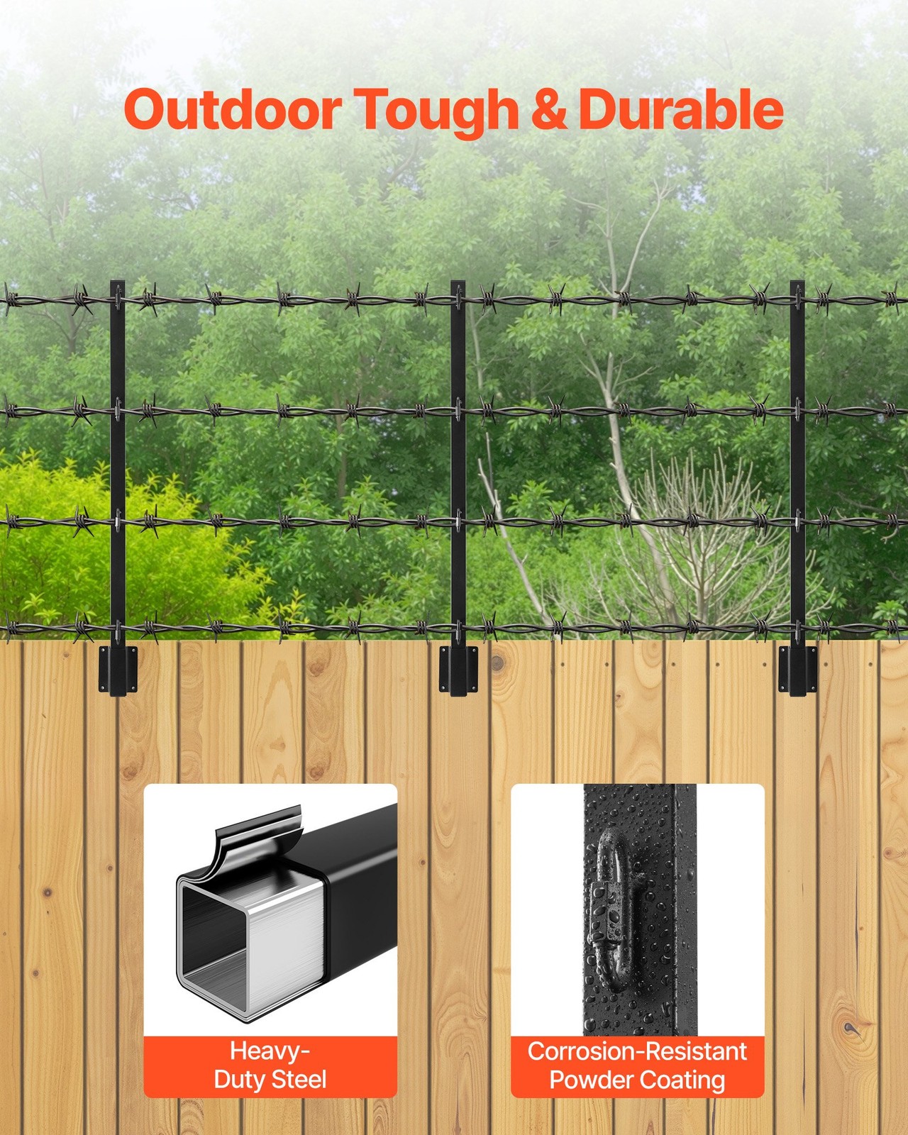 Fence Post Extender,12 Packs 32.1 in Barbed Wire Arm,Sturdy Steel Fence Height E