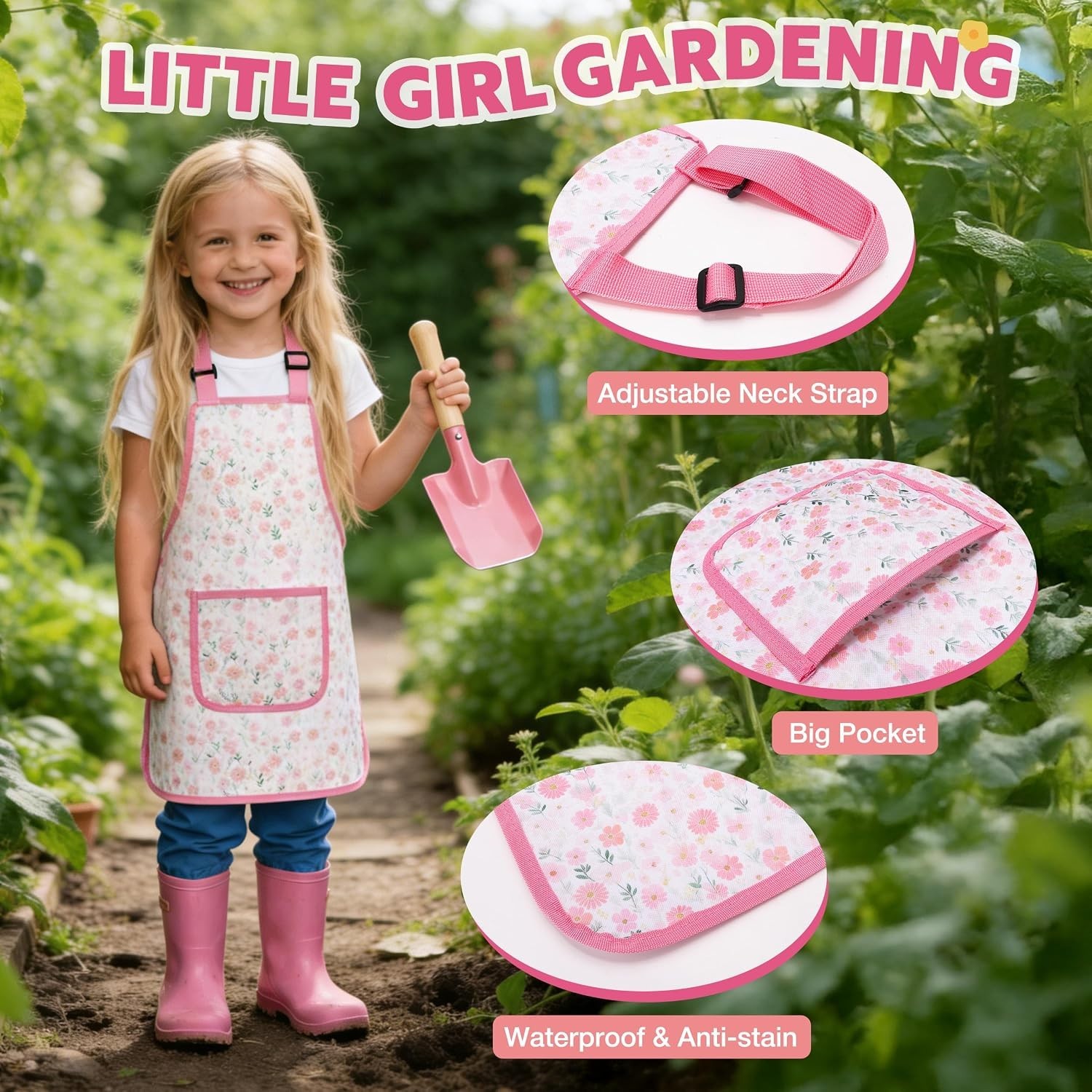 Kids Pink Gardening Set, Garden Tools Kit