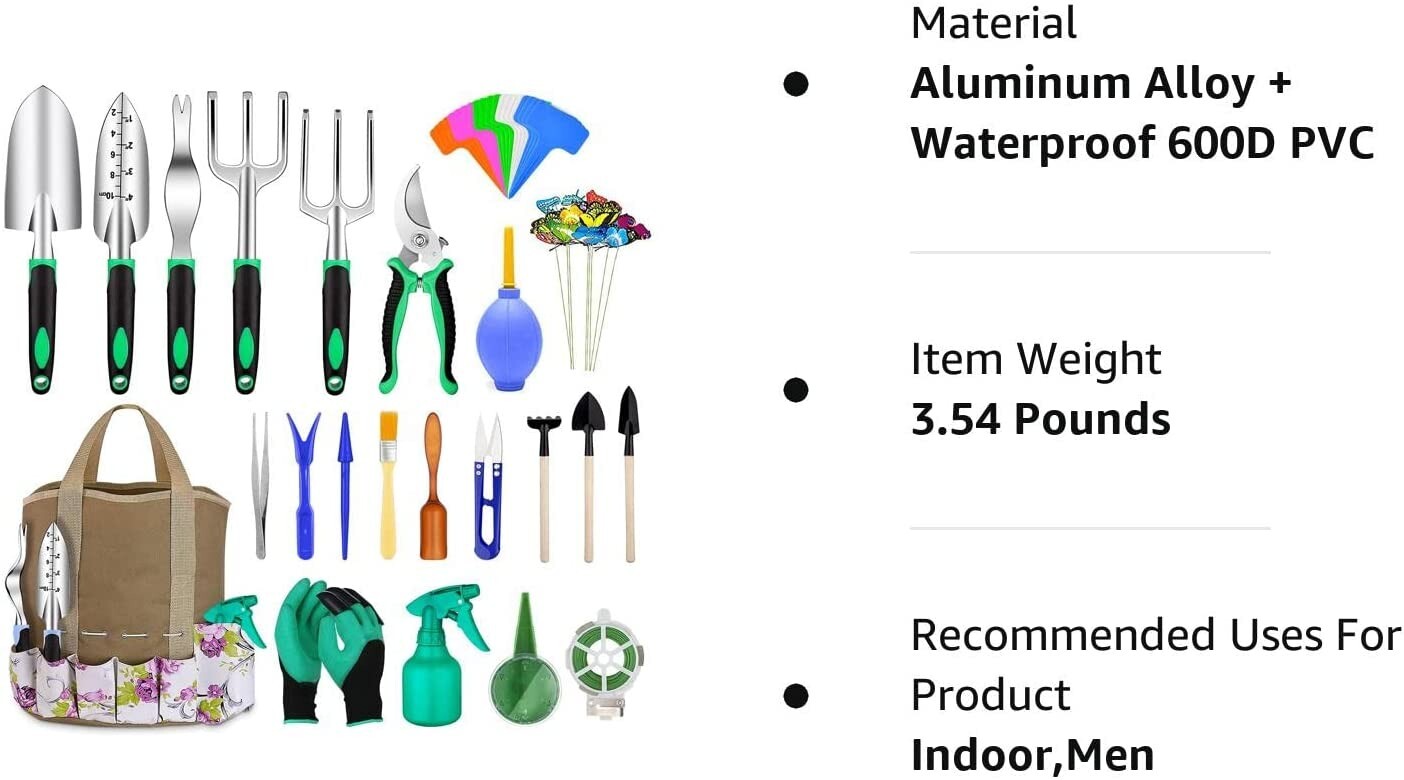 82pack Heavy Duty Garden Tools Aluminum w/ Soft Rubberized Handle w/ Storag Bag
