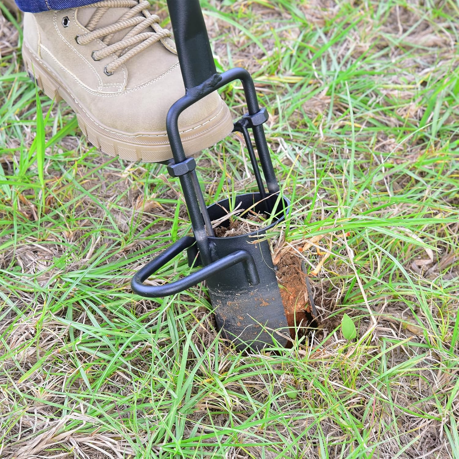 Sod Plugger, Bulb Planter with Long Handle and Serrated Base Garden Tool, Bulb T