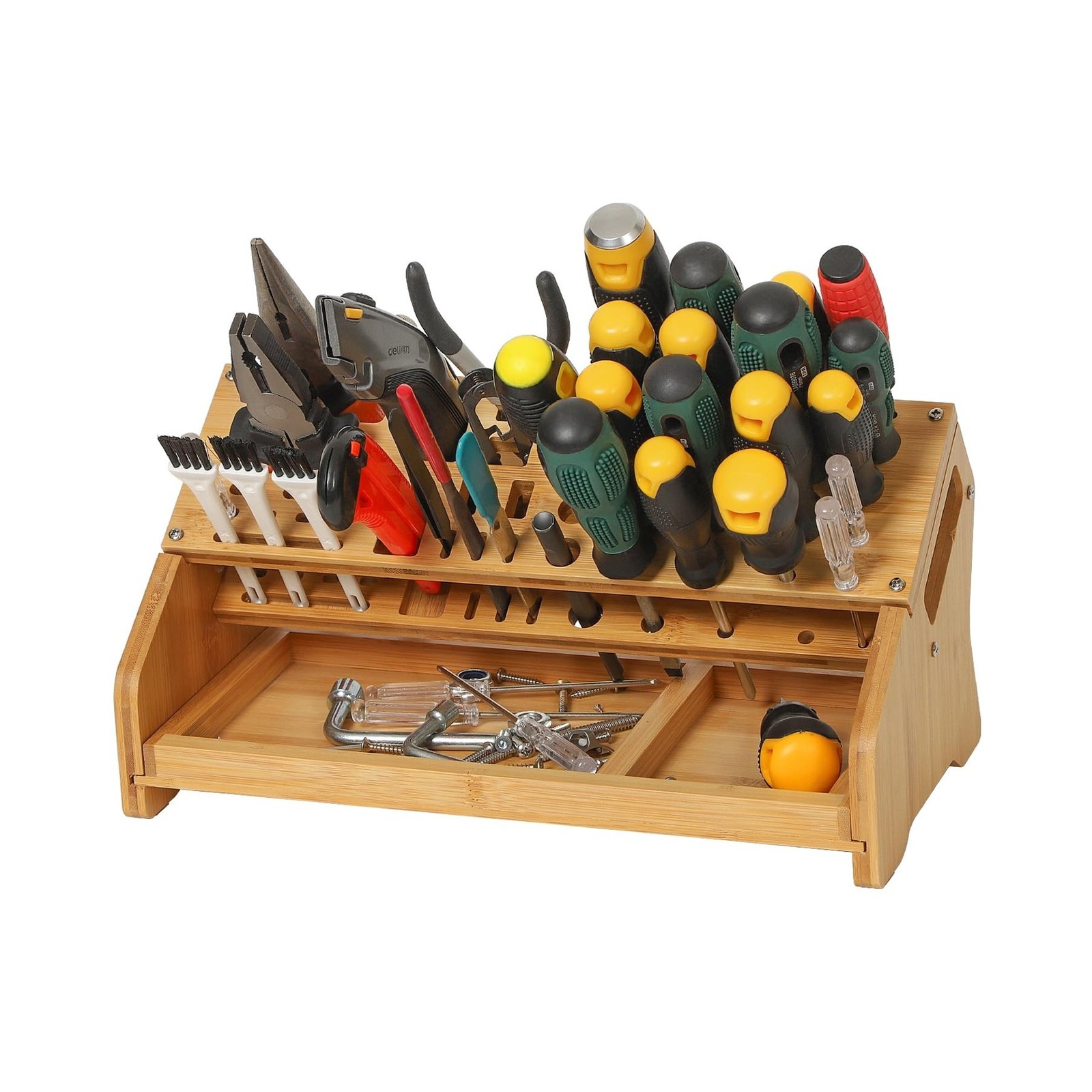Bamboo Screwdriver Organizer – Tool Storage Organizer Workbench… USA Fast Ship