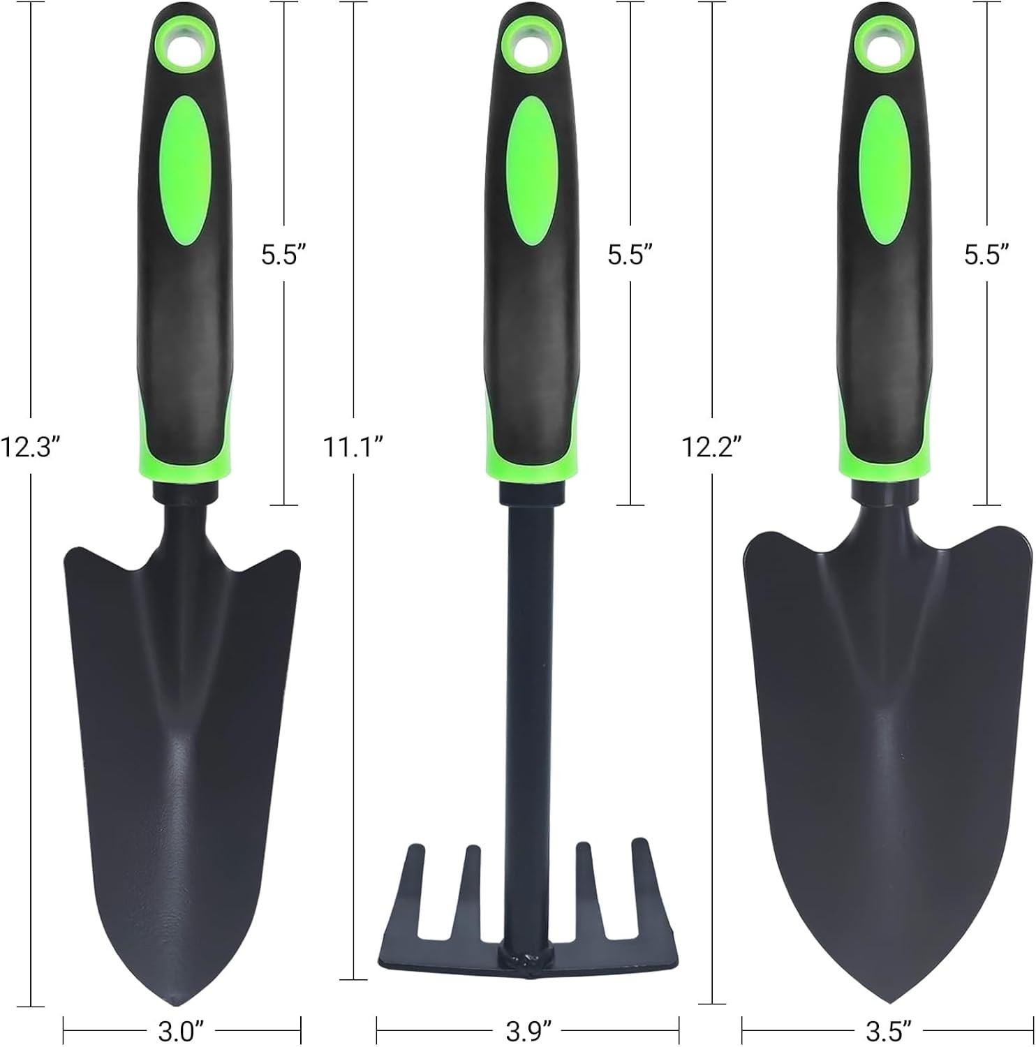 Garden Tools Set, 3 Pack Heavy Duty Gardening Kit Including Garden Shovel, Trans