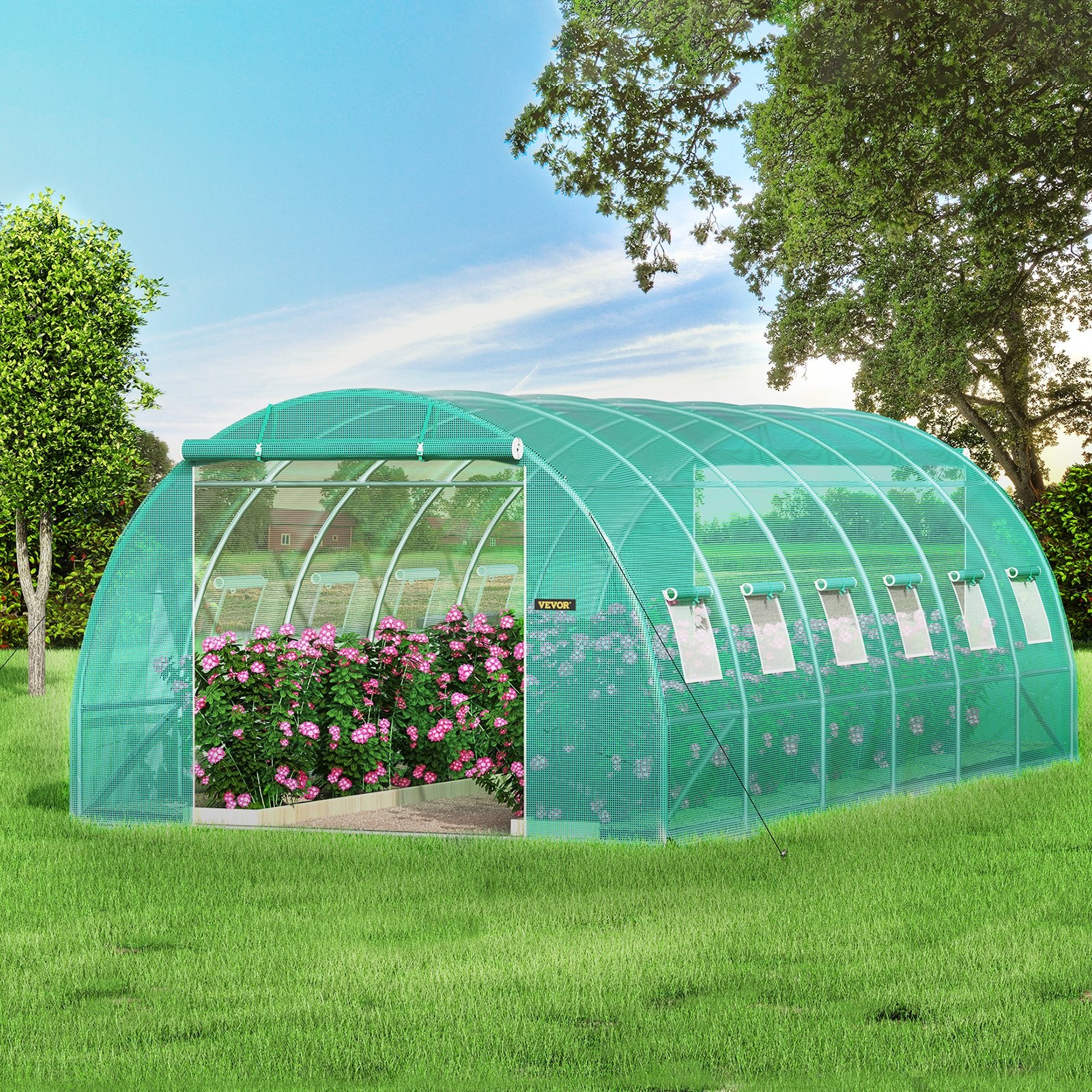 Walk-in Tunnel Greenhouse,20 x 10 x 7 ft Portable Plant Hot House with Galvanize