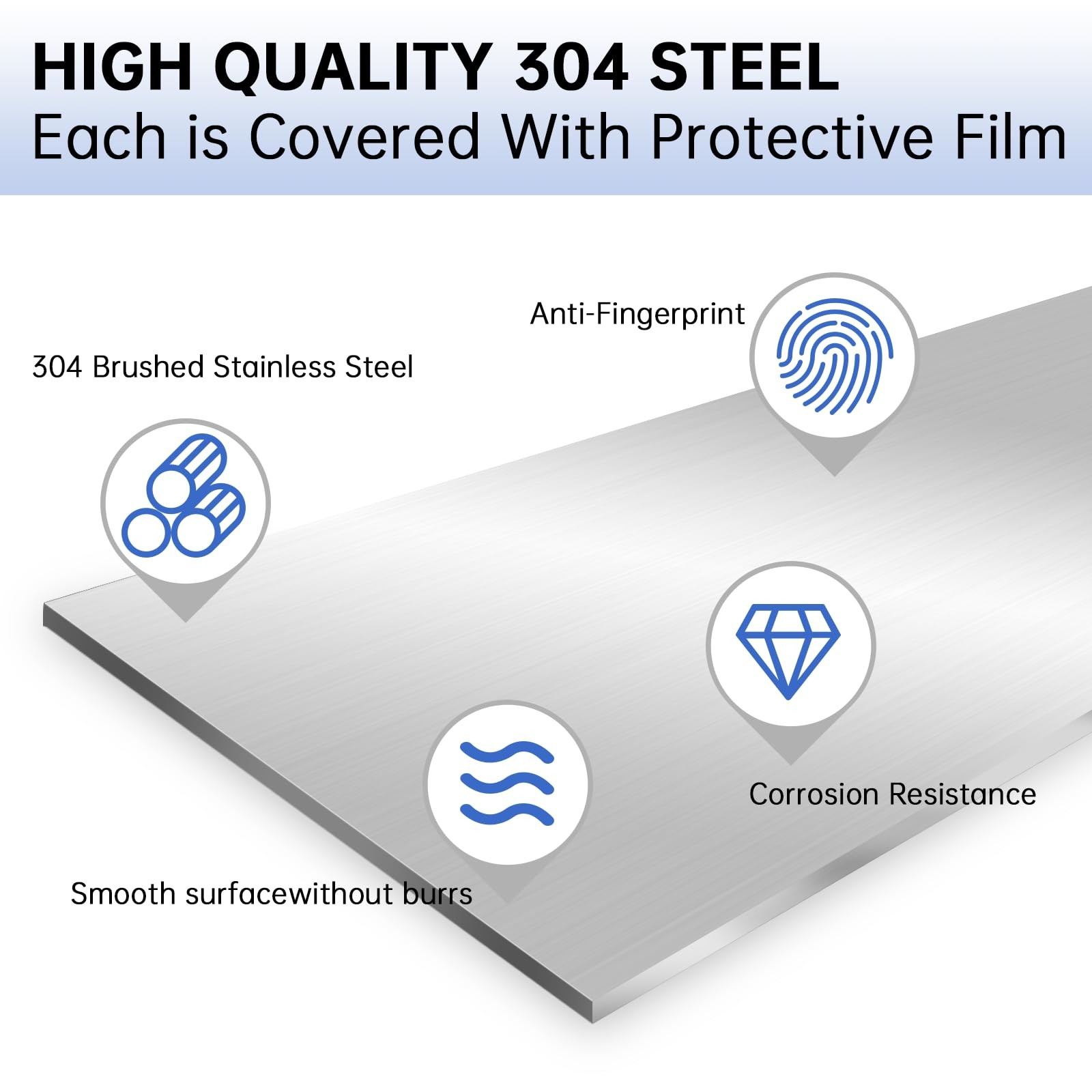 2 Pcs 304 Stainless Steel Sheet Metal Gap Filler Trim Strip 30″x 1″x 0.04″ Thic