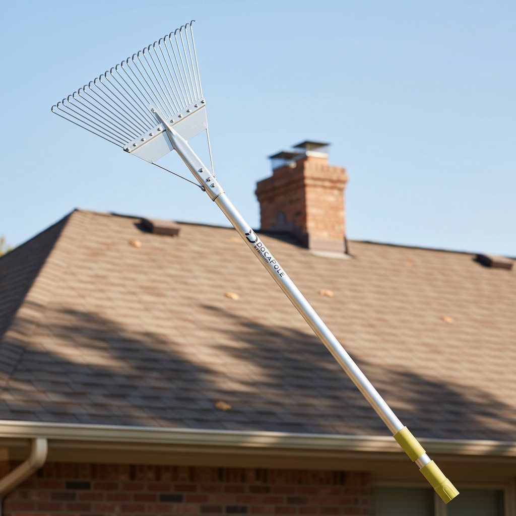 DOCA Dual-Use Roof Rake – Expandable Stainless Steel Gardening Tool Attachment