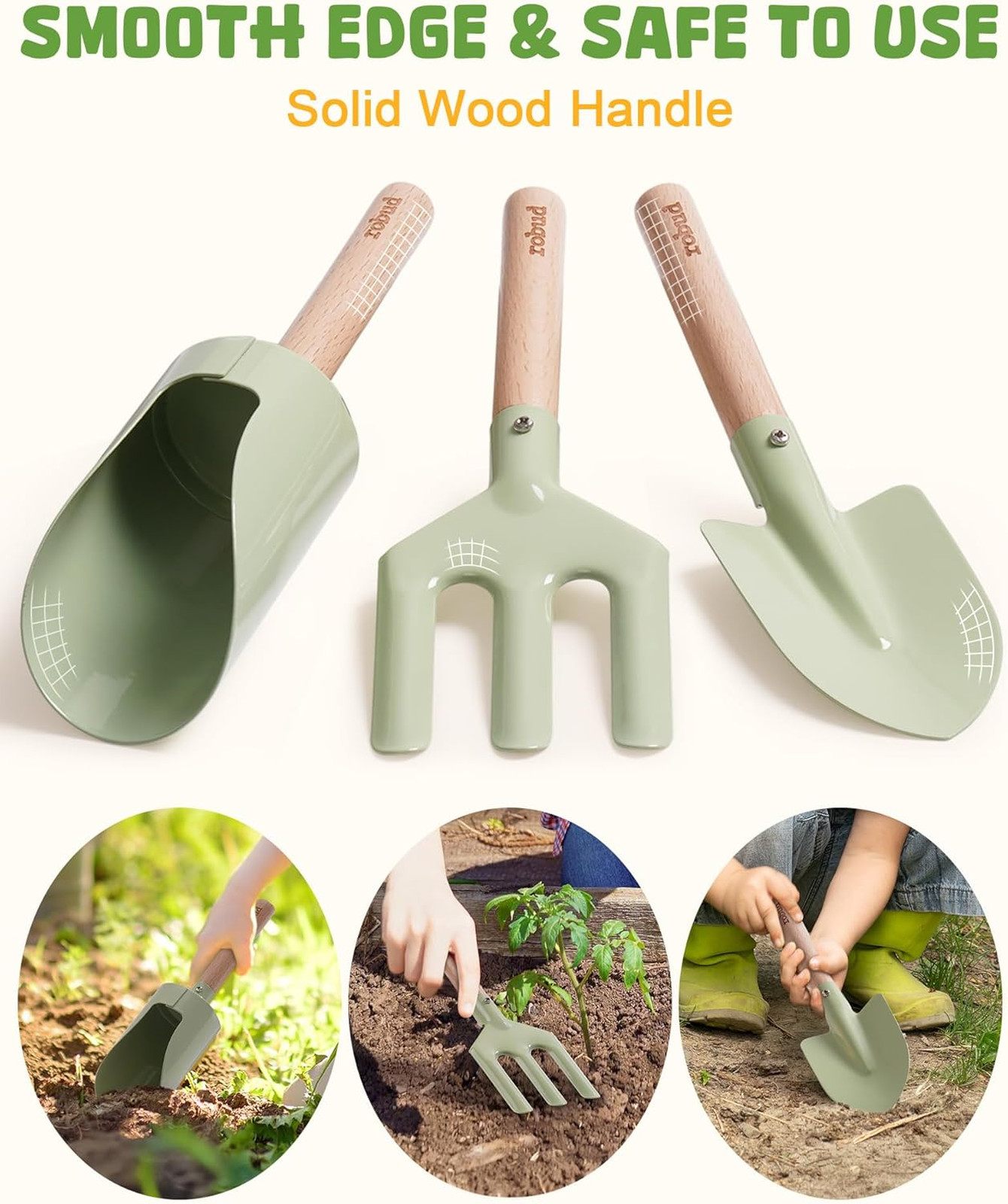 Kids Gardening Set Wooden Garden Tool Kit with Storage Bag Apron Gloves