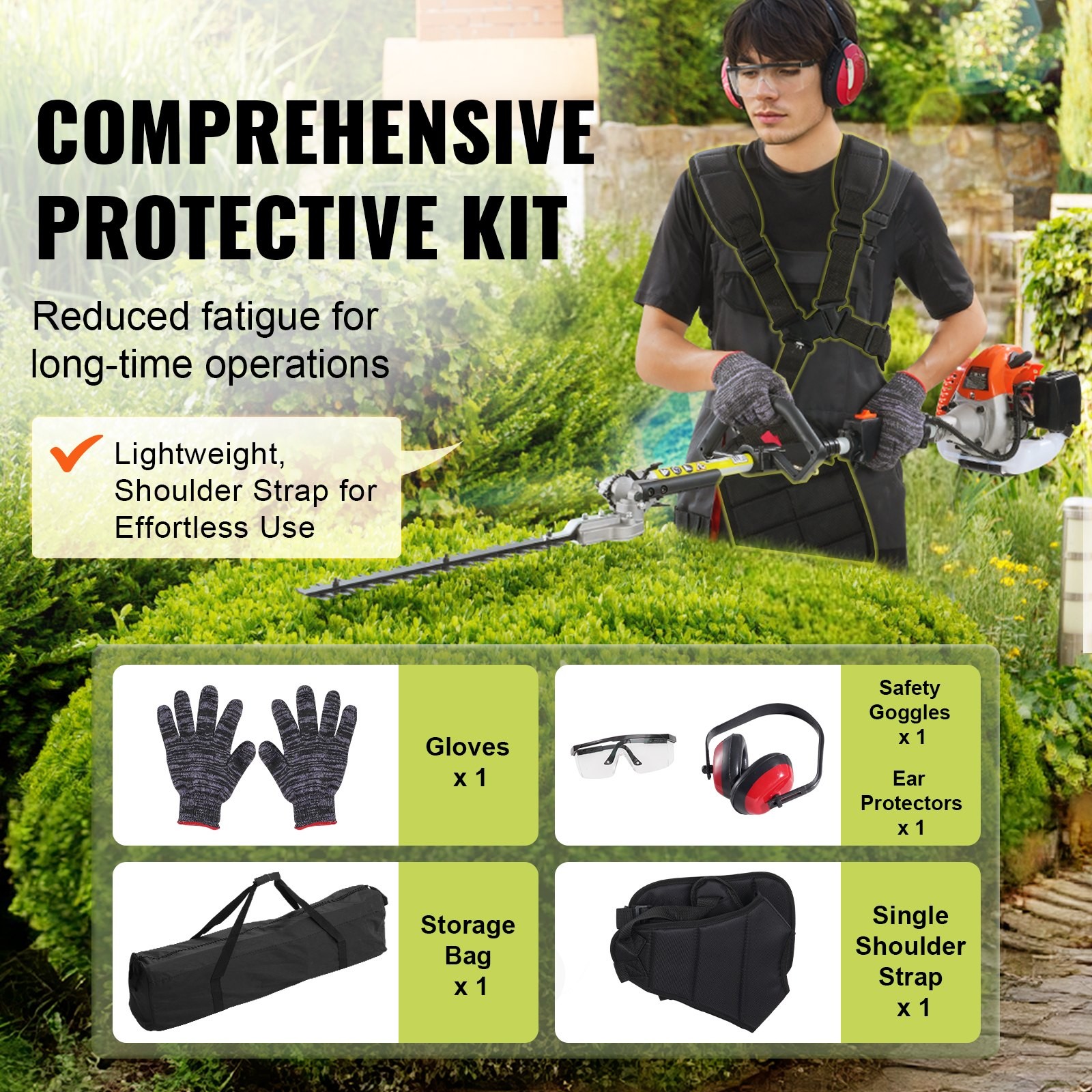 33CC 6-in-1 Multi-Functional Trimming Tools, Gas Hedge Trimmer, Weed Eater, Stri