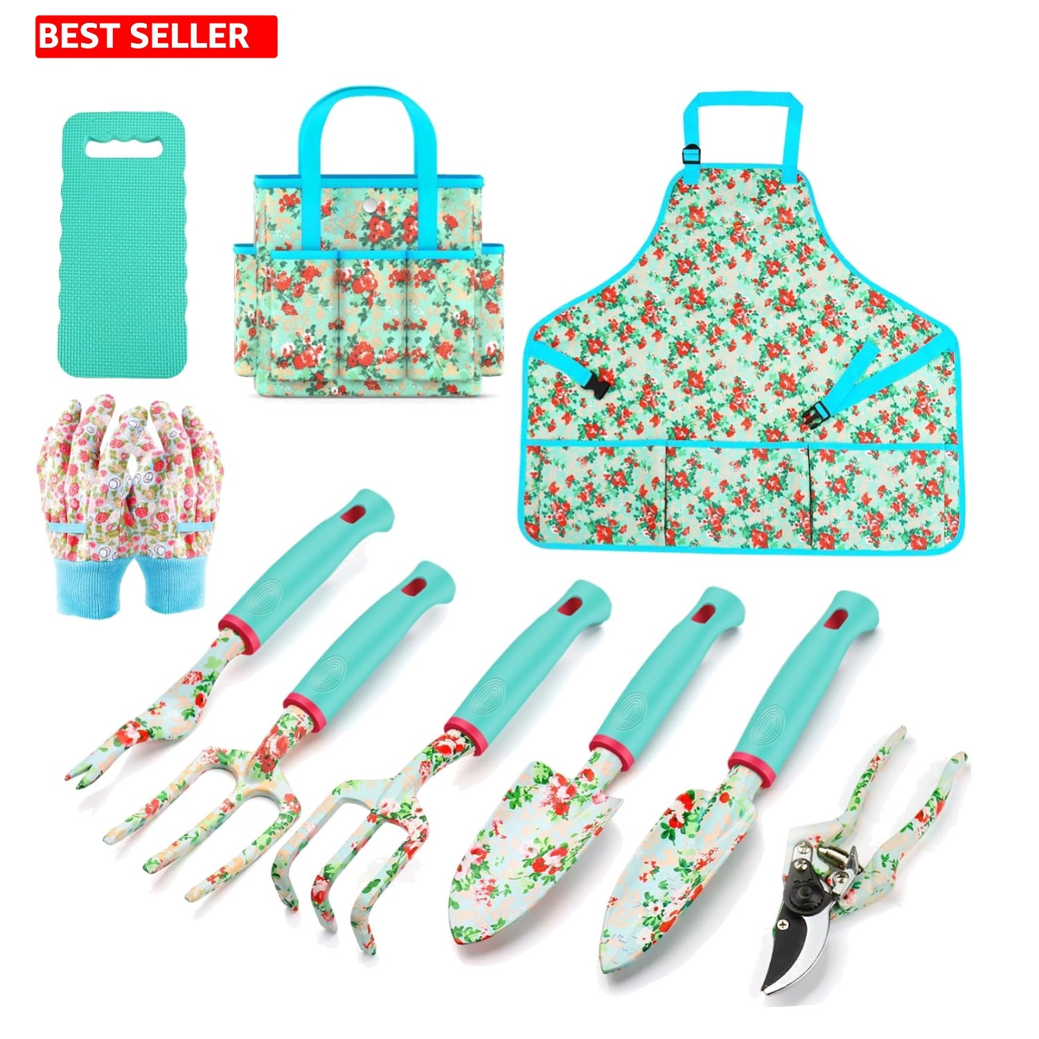 Rust-Proof 10-Piece Garden Tool Set with Floral Design – Perfect for Gifting