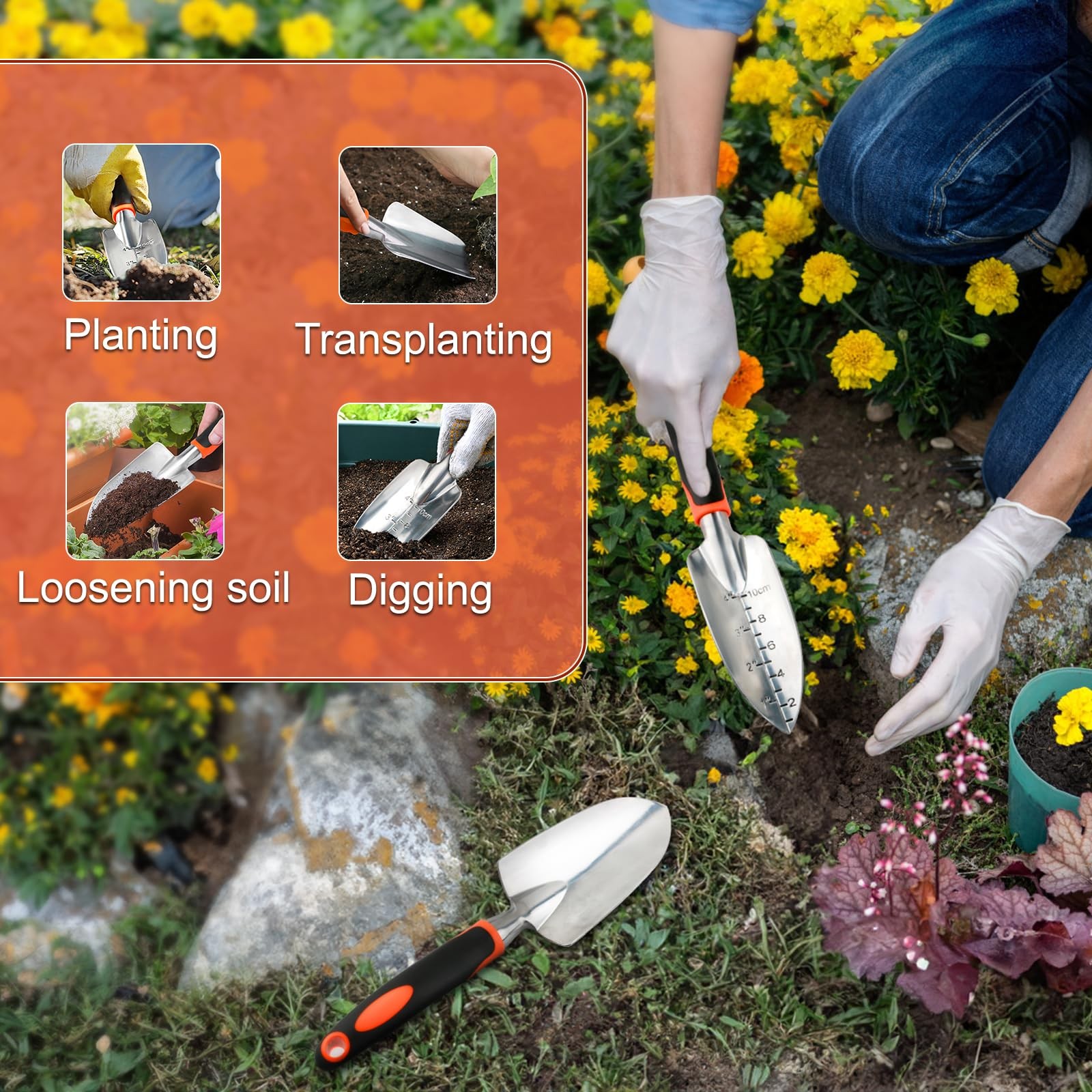 Garden Shovel Trowel Garden Tool Set 2 Pack Heavy Duty Gardening Tools Set