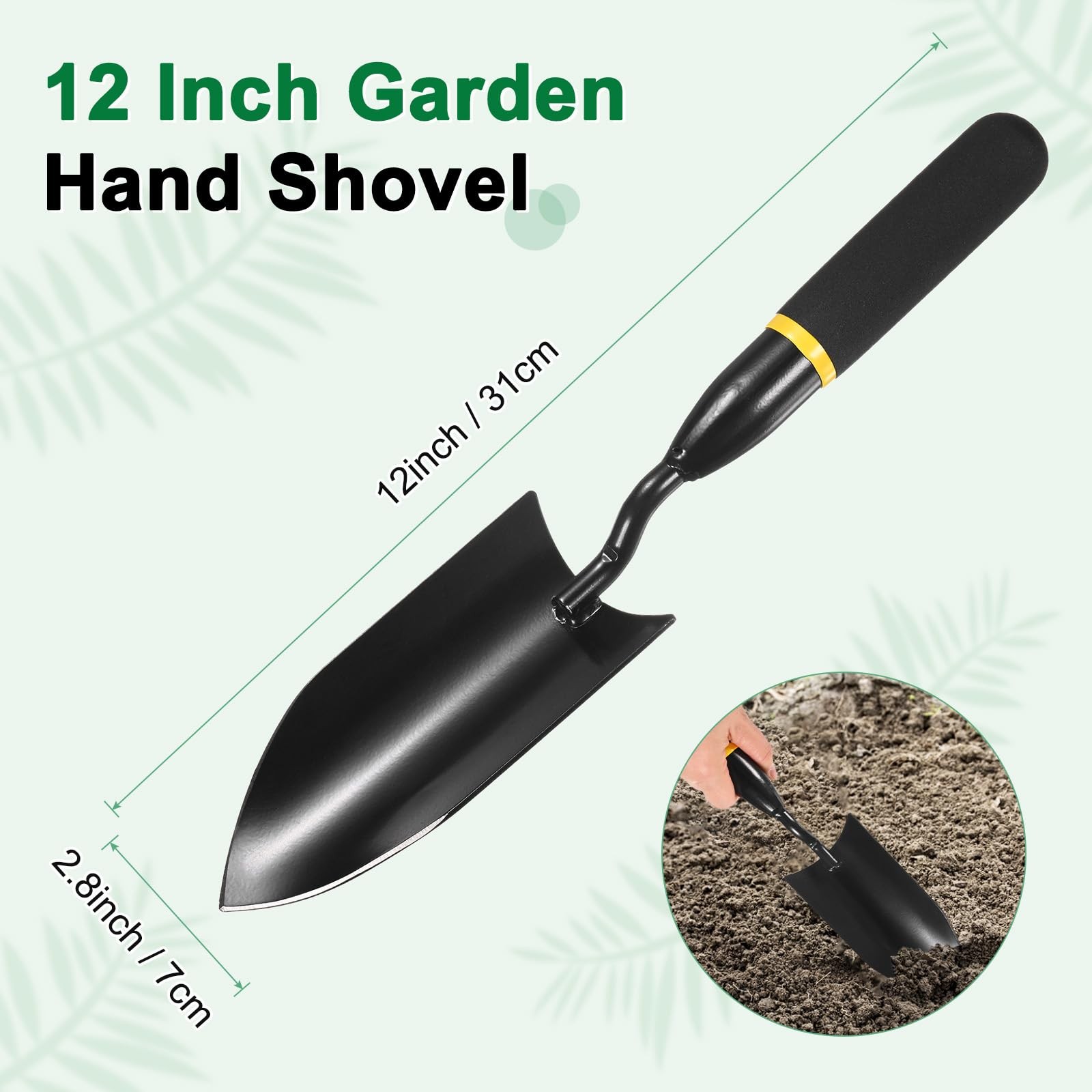 12 Inch Gardening Trowel Manganese Steel Hand Shovel Rubber Handle Digging