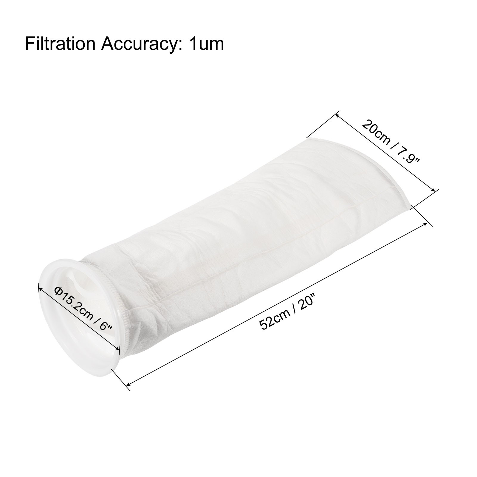 2 Set 6 Inch Ring Filter Socks 1 Micron Mesh Bags Pool Skimmer Basket White