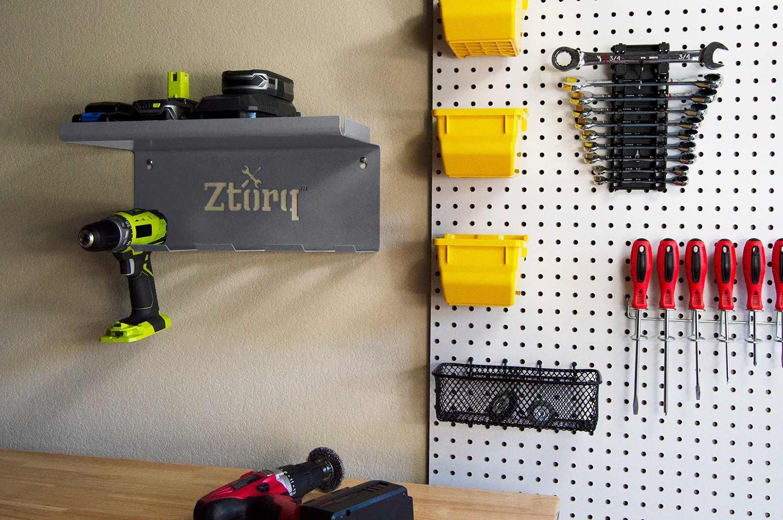 Ztorq Cordless Drill Tool Organizer – Drill holder storage wall mount shelf r…