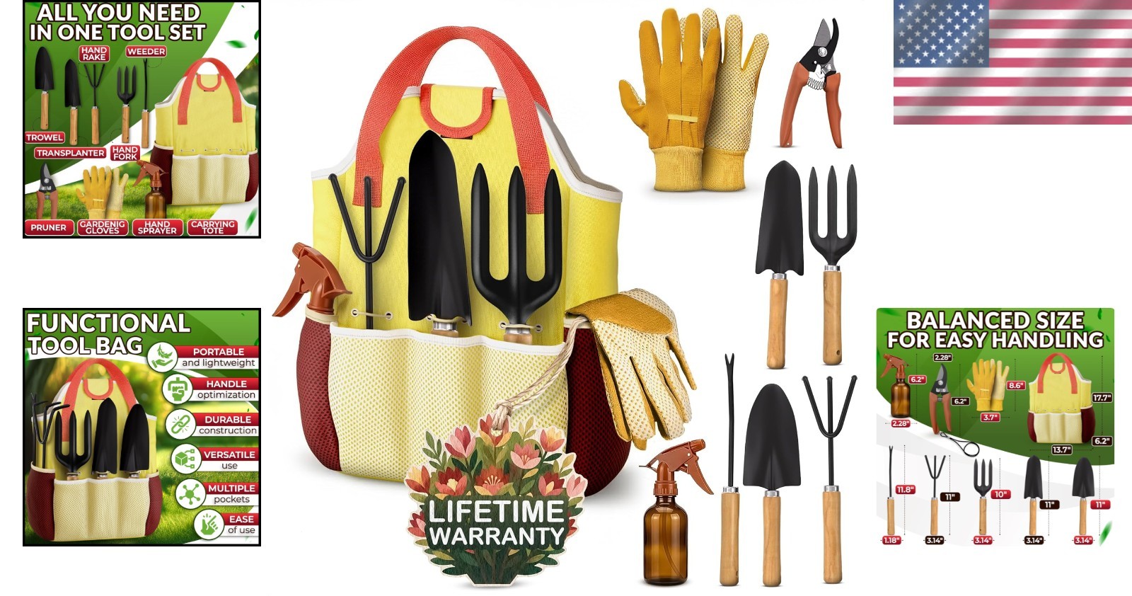 Comprehensive 10-Piece Garden Tool Set for Women – Ergonomic & Stylish Yellow