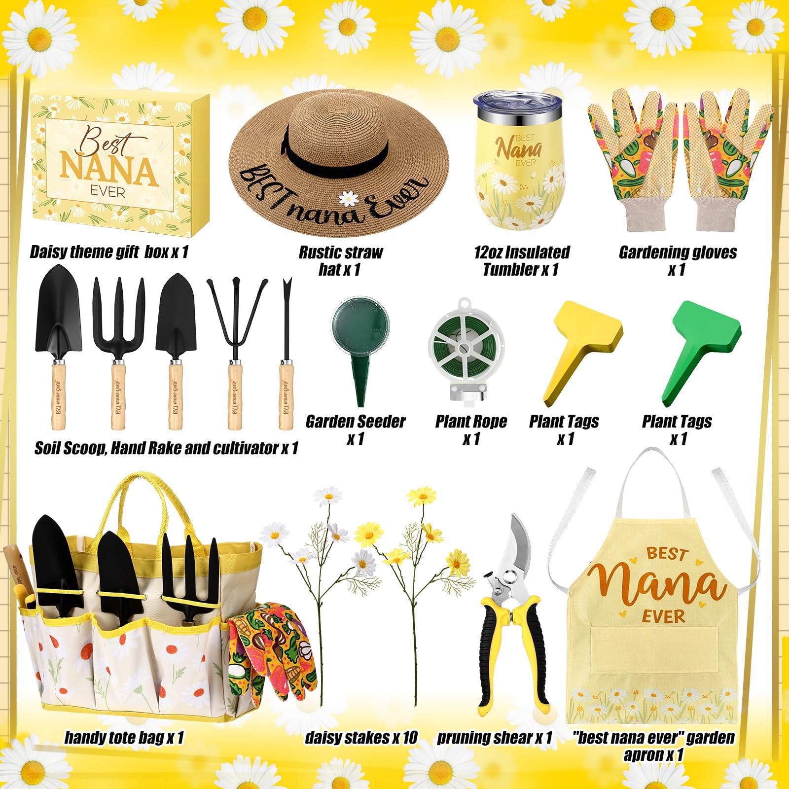 16Piece Gardening Tools Set for Mother’s Day Gifts for Nana & Women